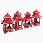 CHINOISERIE Red Pagoda Lantern Set of 4