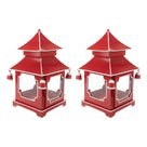 CHINOISERIE Red Pagoda Lantern 11.5" Set of 2