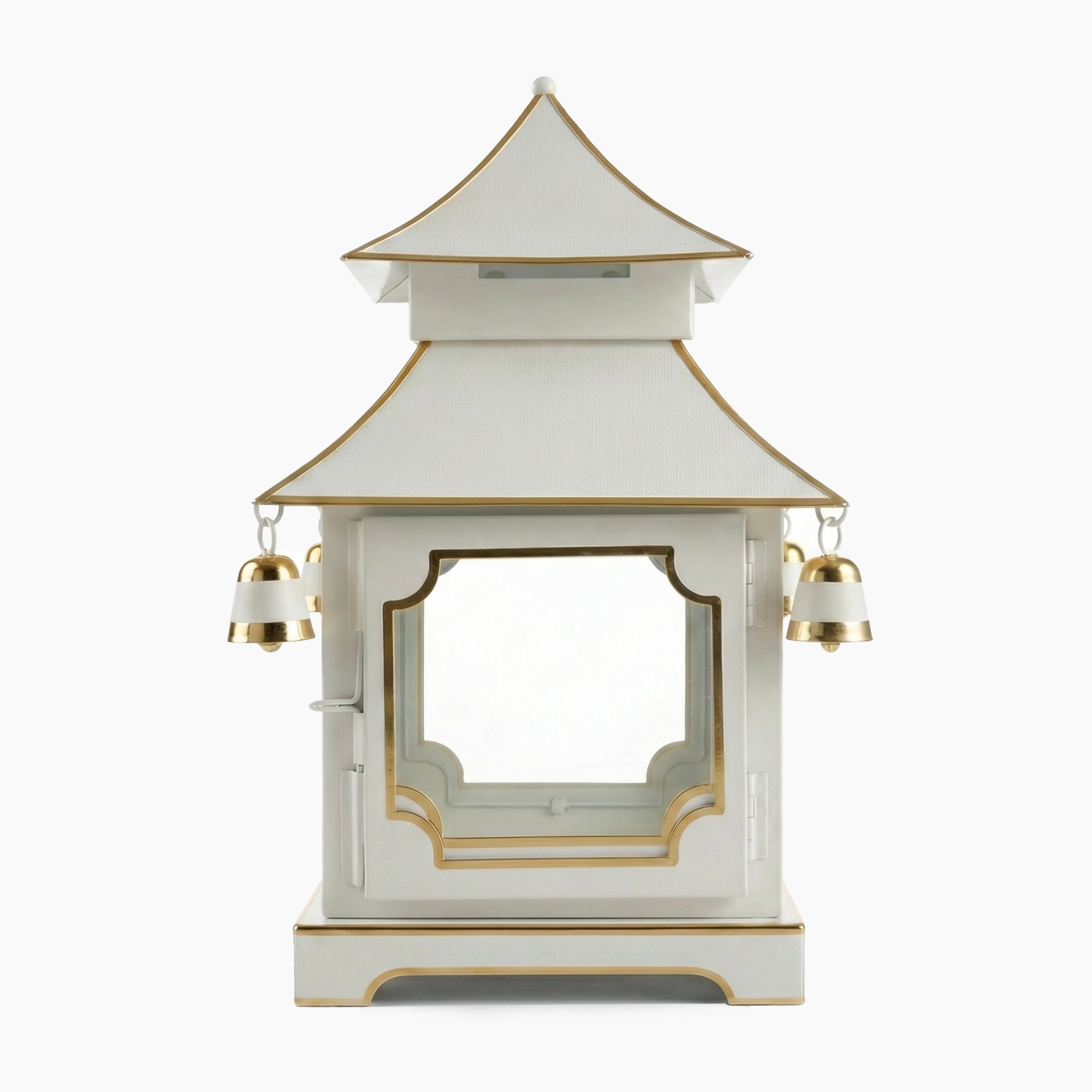 CHINOISERIE Ivory Pagoda Lantern 11.5" Set of 2