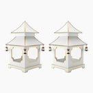 CHINOISERIE Ivory Pagoda Lantern 11.5" Set of 2