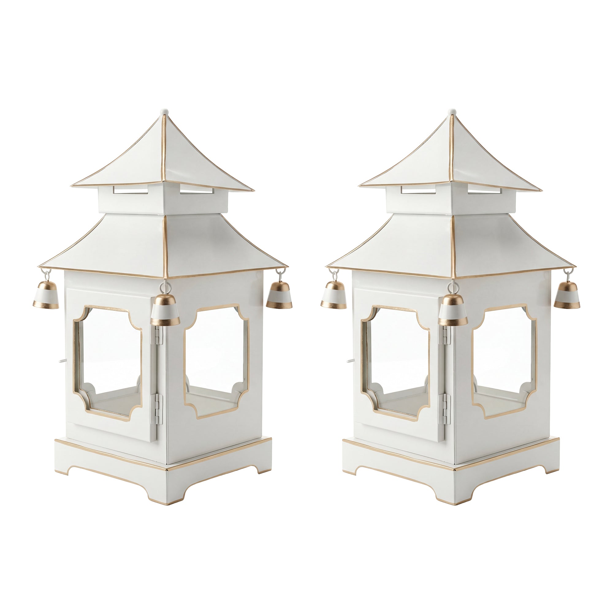 CHINOISERIE Ivory Pagoda Lantern 13" Set of 2