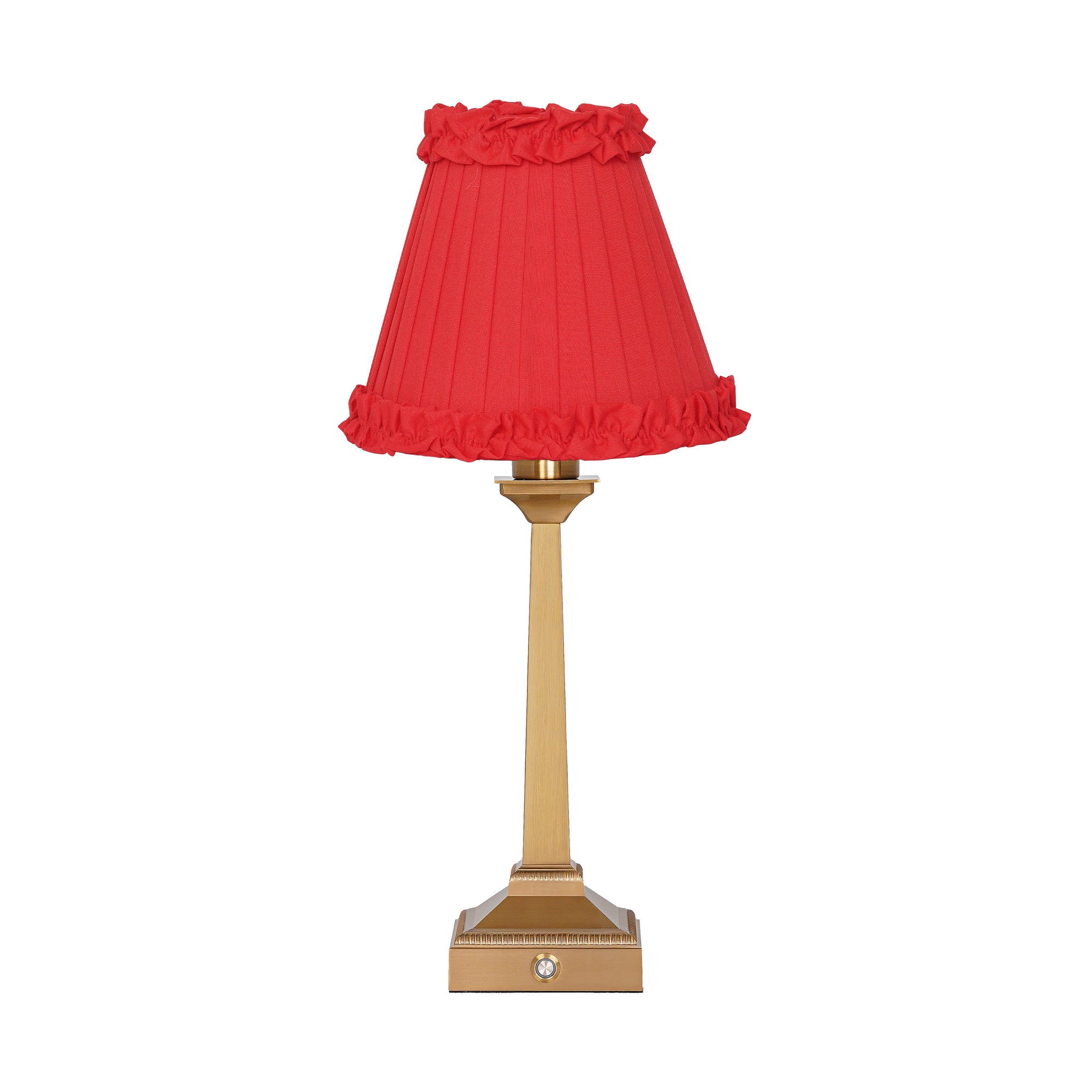EFFIEL Rechargeable Lamp with Red Brick Frilled Fabric Lampshade