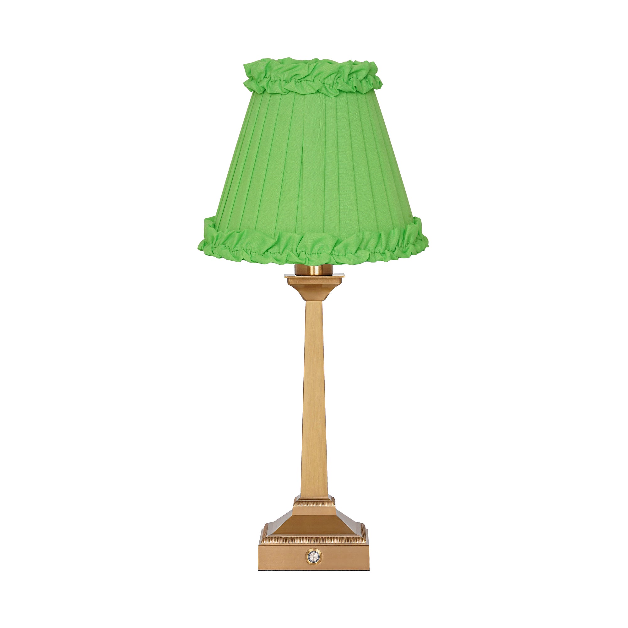 EFFIEL Rechargeable Lamp with Lime Green Frilled Fabric Lampshade