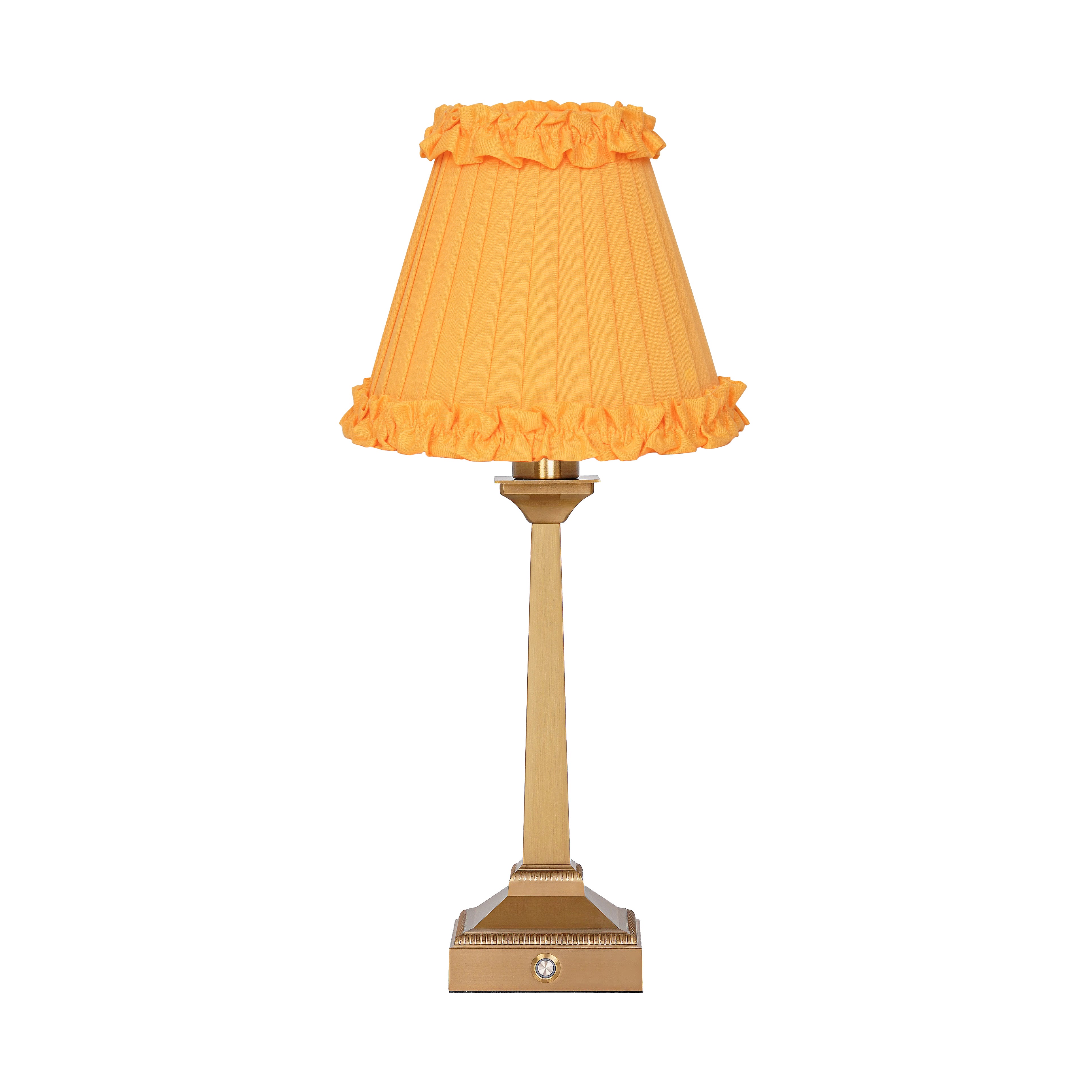 EFFIEL Rechargeable Lamp with Marigold Frilled Fabric Lampshade