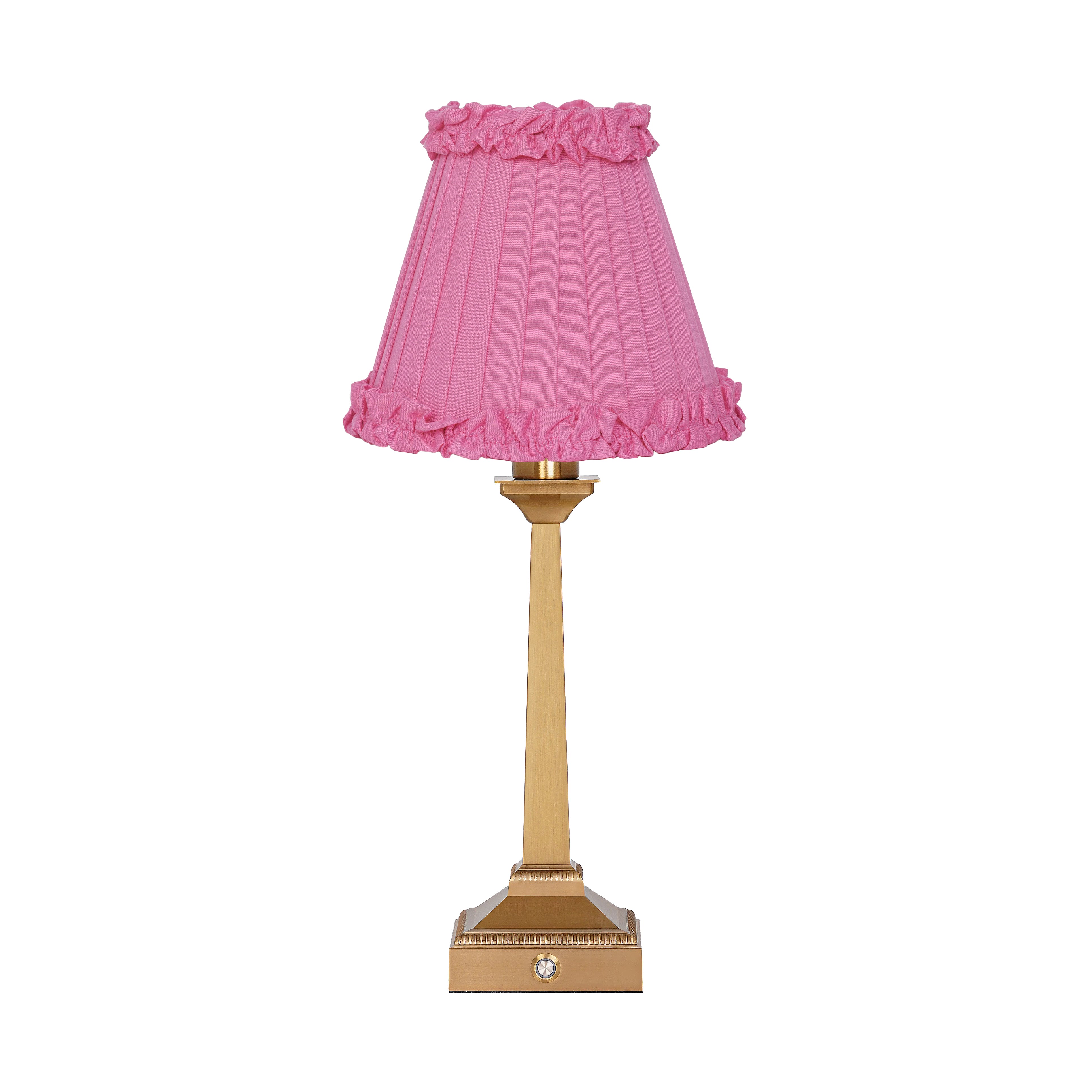 EFFIEL Rechargeable Lamp with Fuchsia Frilled Fabric Lampshade
