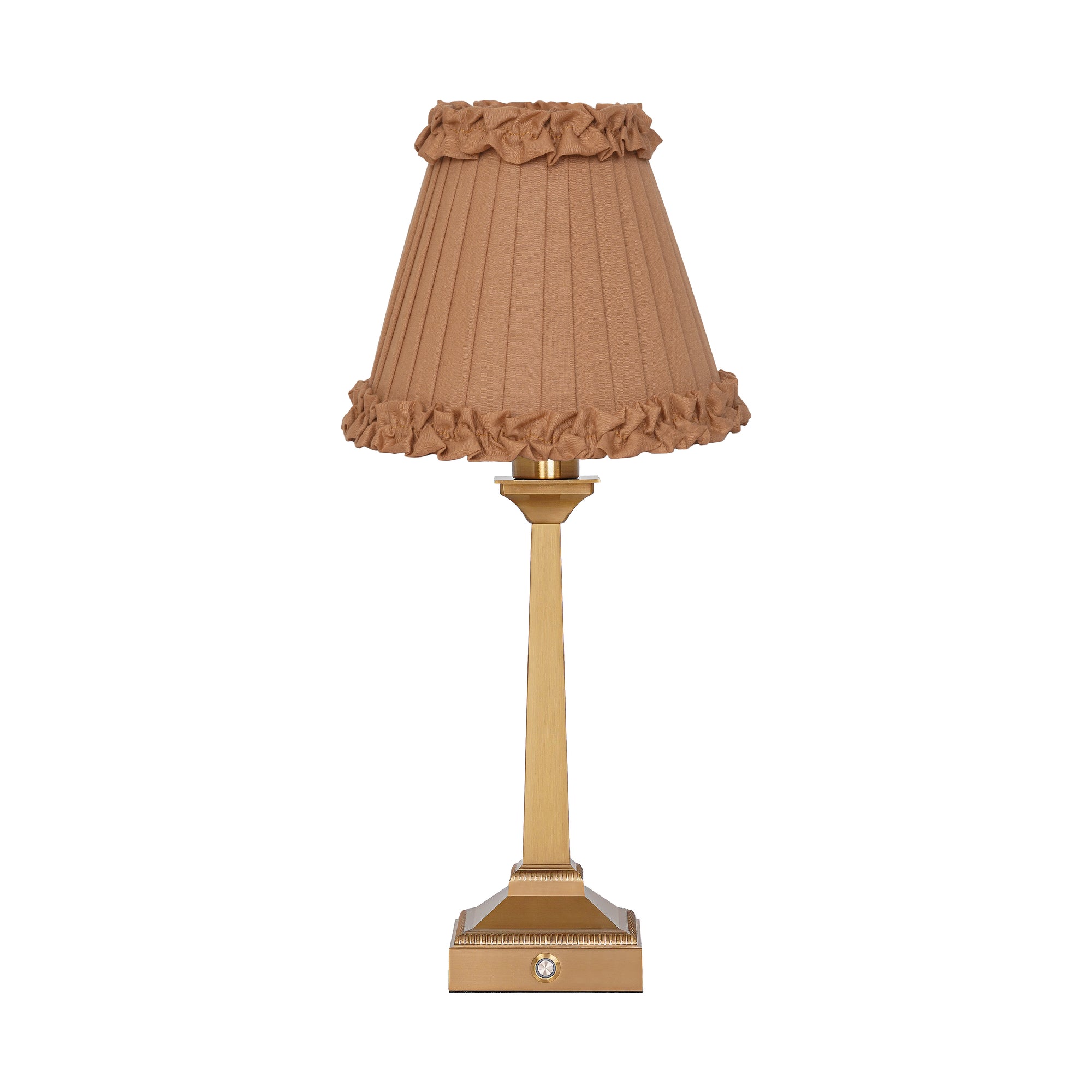 EFFIEL Rechargeable Lamp with Camel Frilled Fabric Lampshade