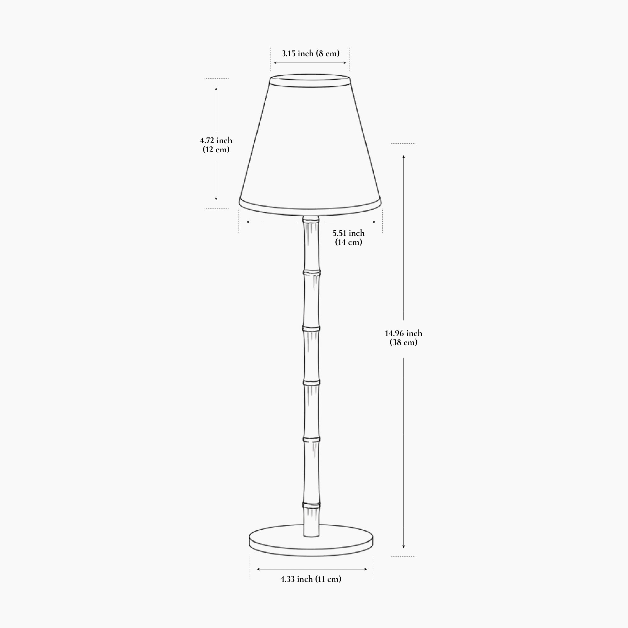 BAMBOOTIC Rechargeable Lamp with Classic White Linen Lampshade