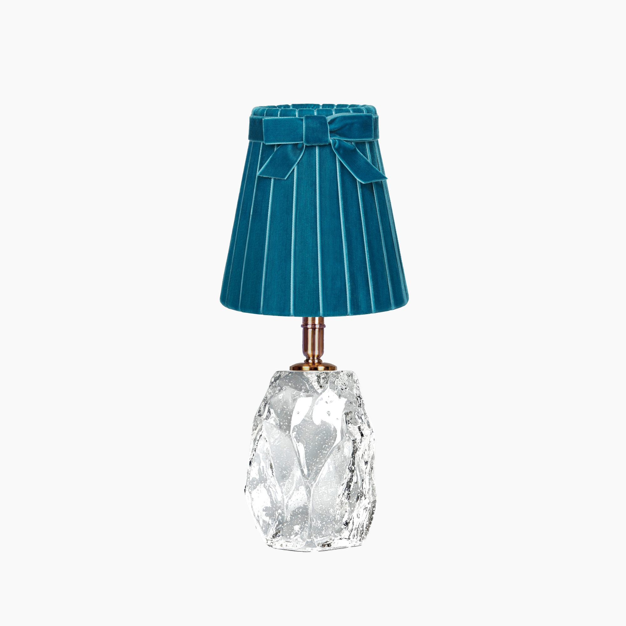 CINDERELLA RECHARGEABLE LAMP WITH TEAL VELVET LAMPSHADE (14CM)