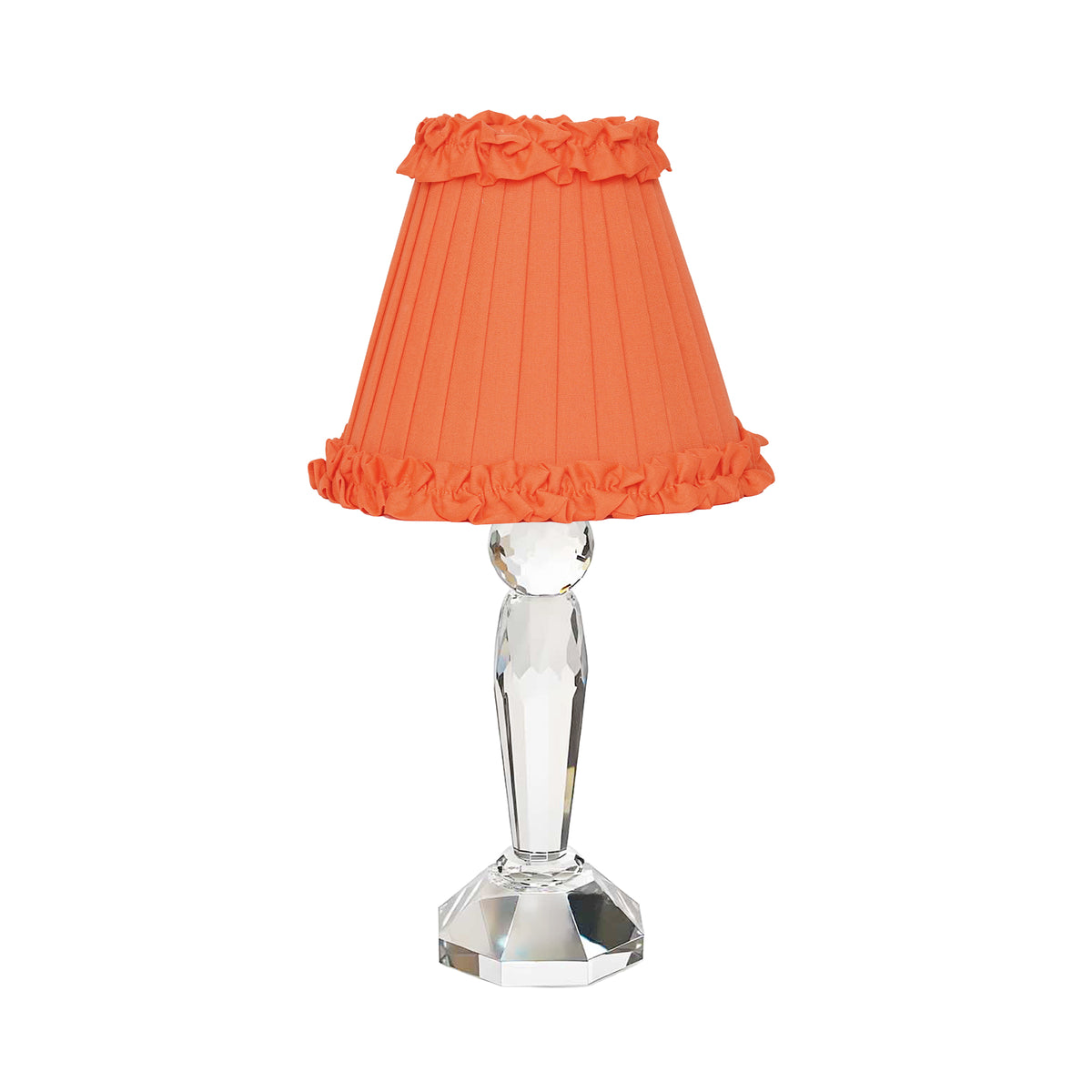 MERLIN Crystal Rechargeable Lamp With Vermilion Frilled Fabric Lampshade