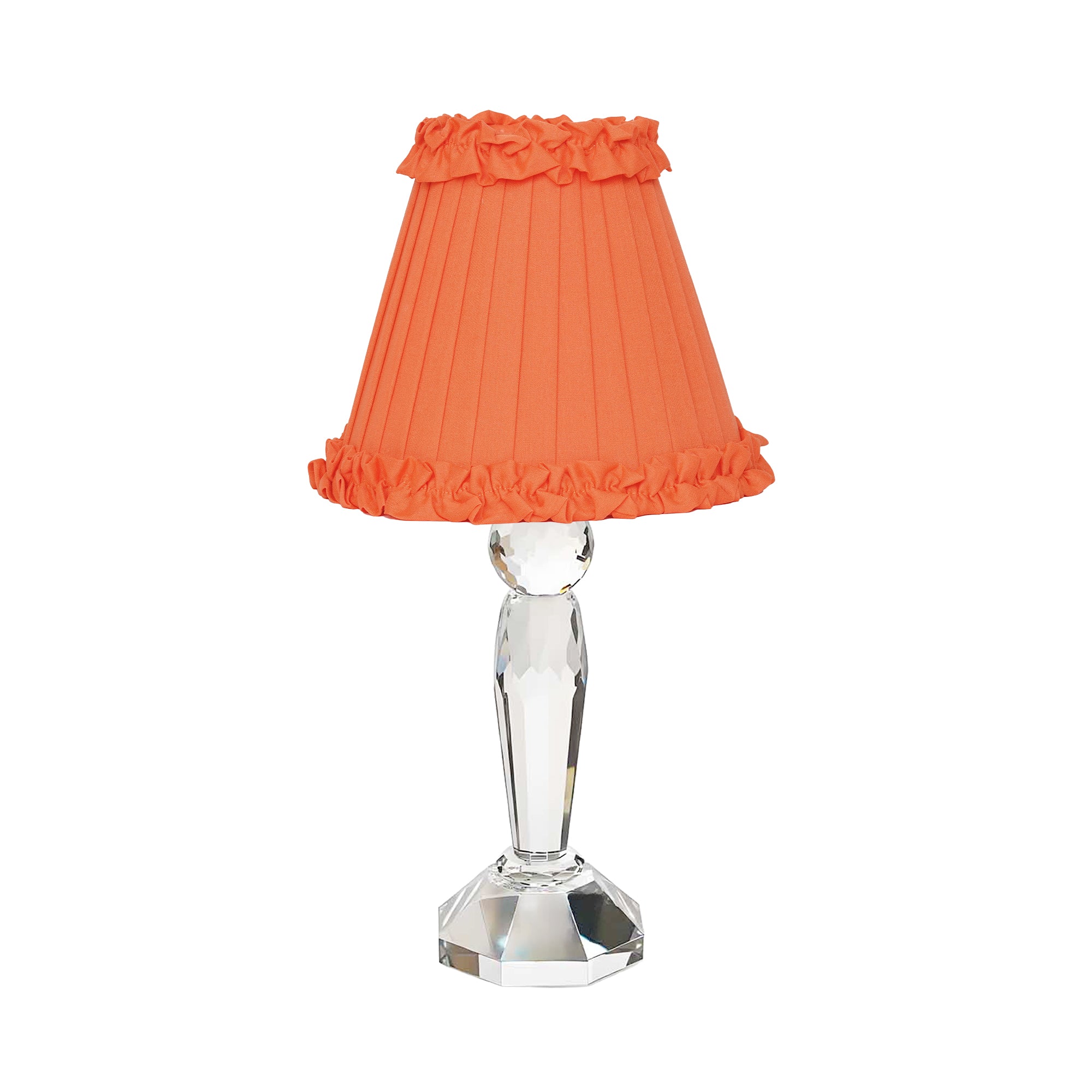 MERLIN CRYSTAL RECHARGEABLE LAMP WITH VERMILION FRILLED FABRIC LAMPSHADE