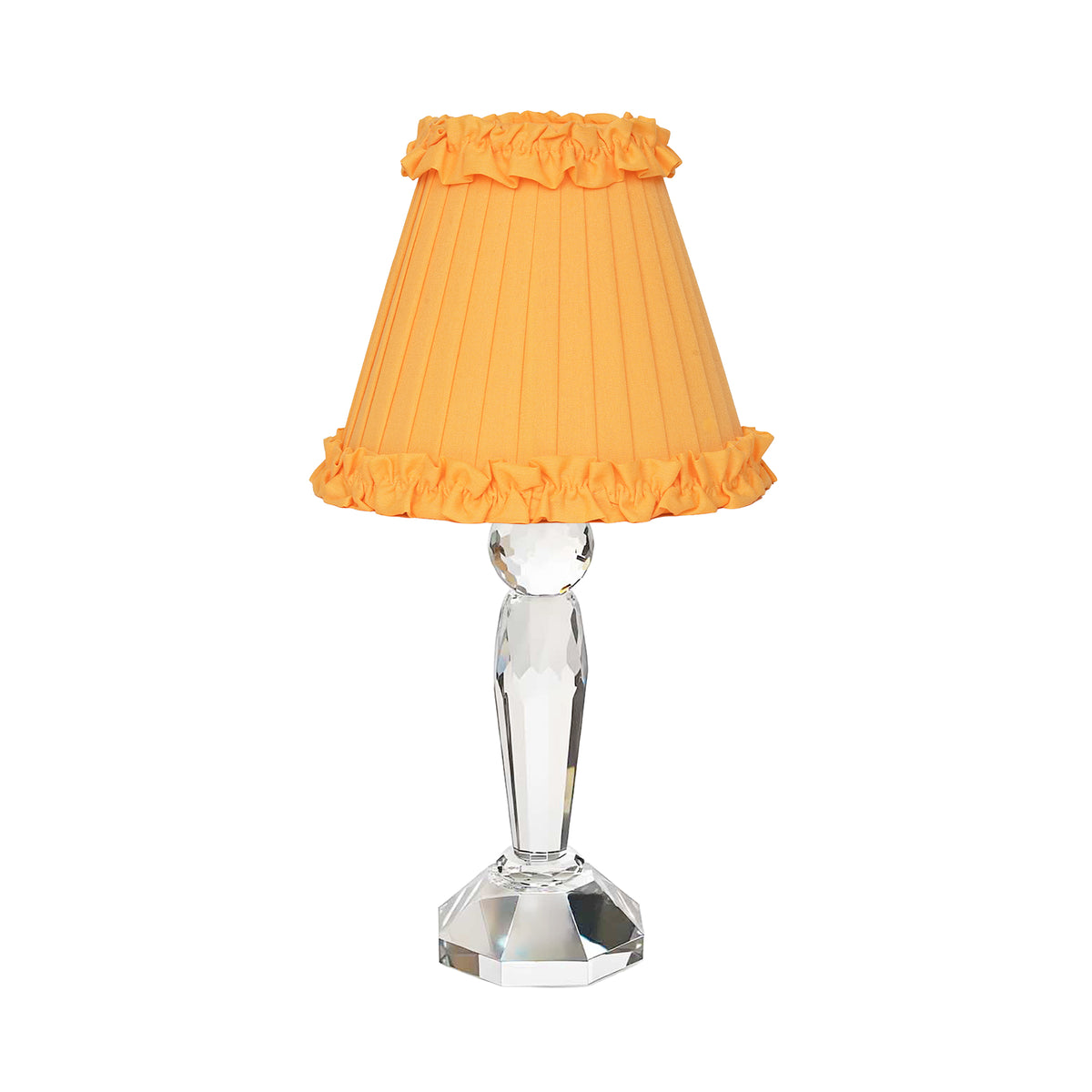 MERLIN Crystal Rechargeable Lamp With Marigold Frilled Fabric Lampshade