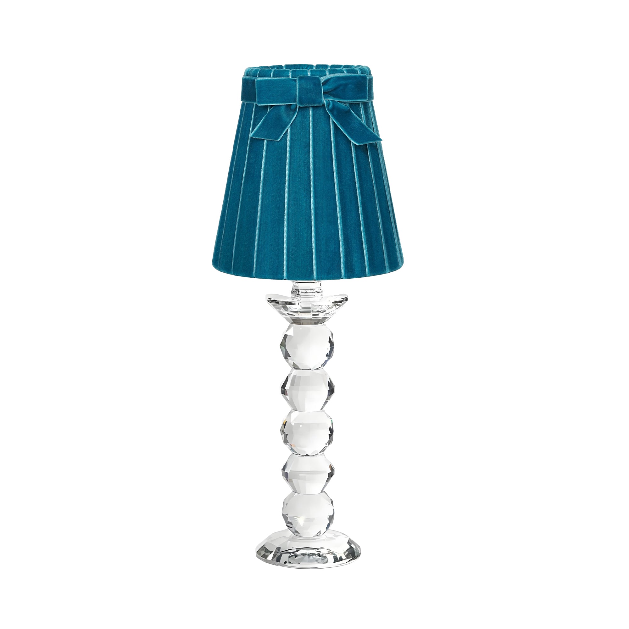 LANCELOT RECHARGEABLE LAMP WITH TEAL VELVET LAMPSHADE (14CM)