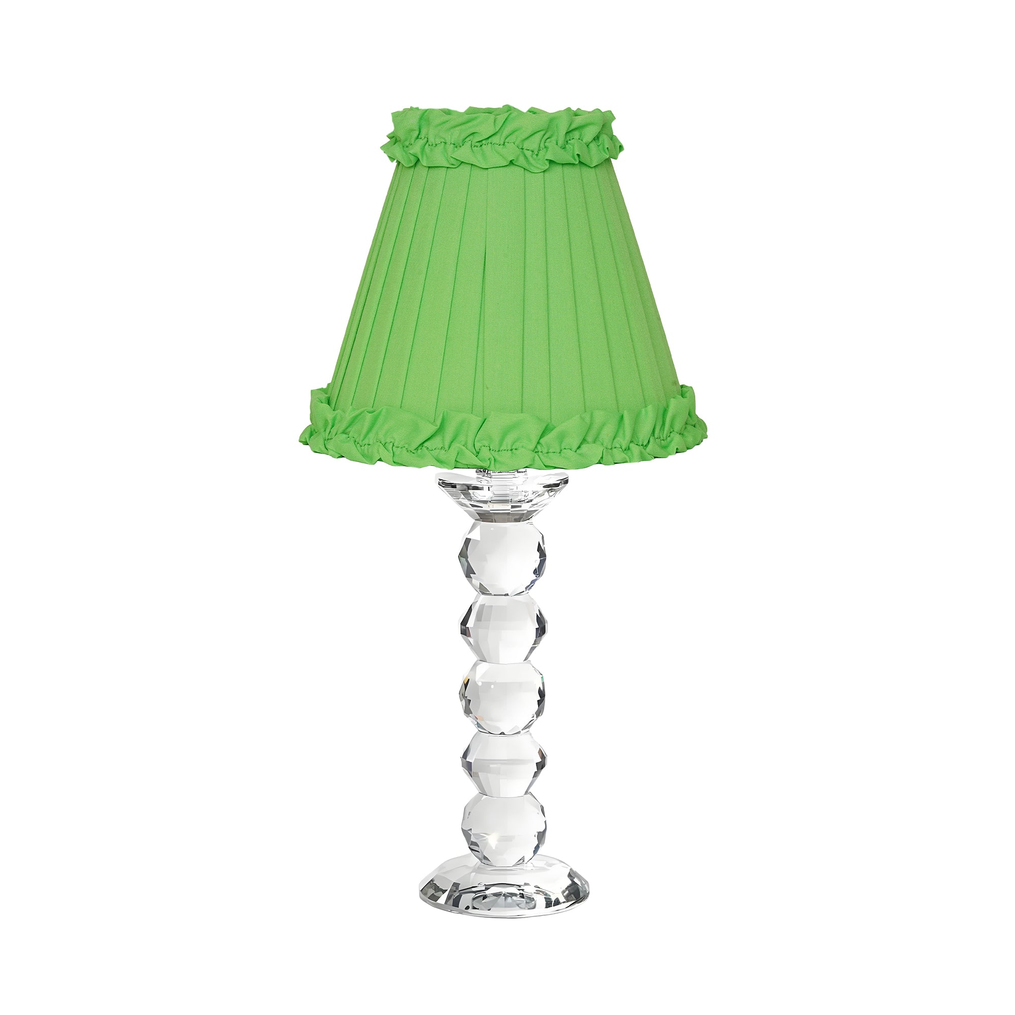 LANCELOT RECHARGEABLE LAMP WITH LIME GREEN FRILLED FABRIC LAMPSHADE
