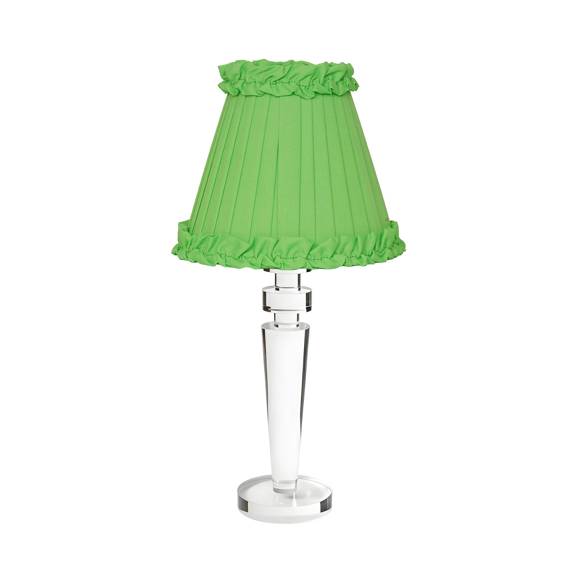 ARTHUR RECHARGEABLE LAMP WITH LIME GREEN FRILLED FABRIC LAMPSHADE