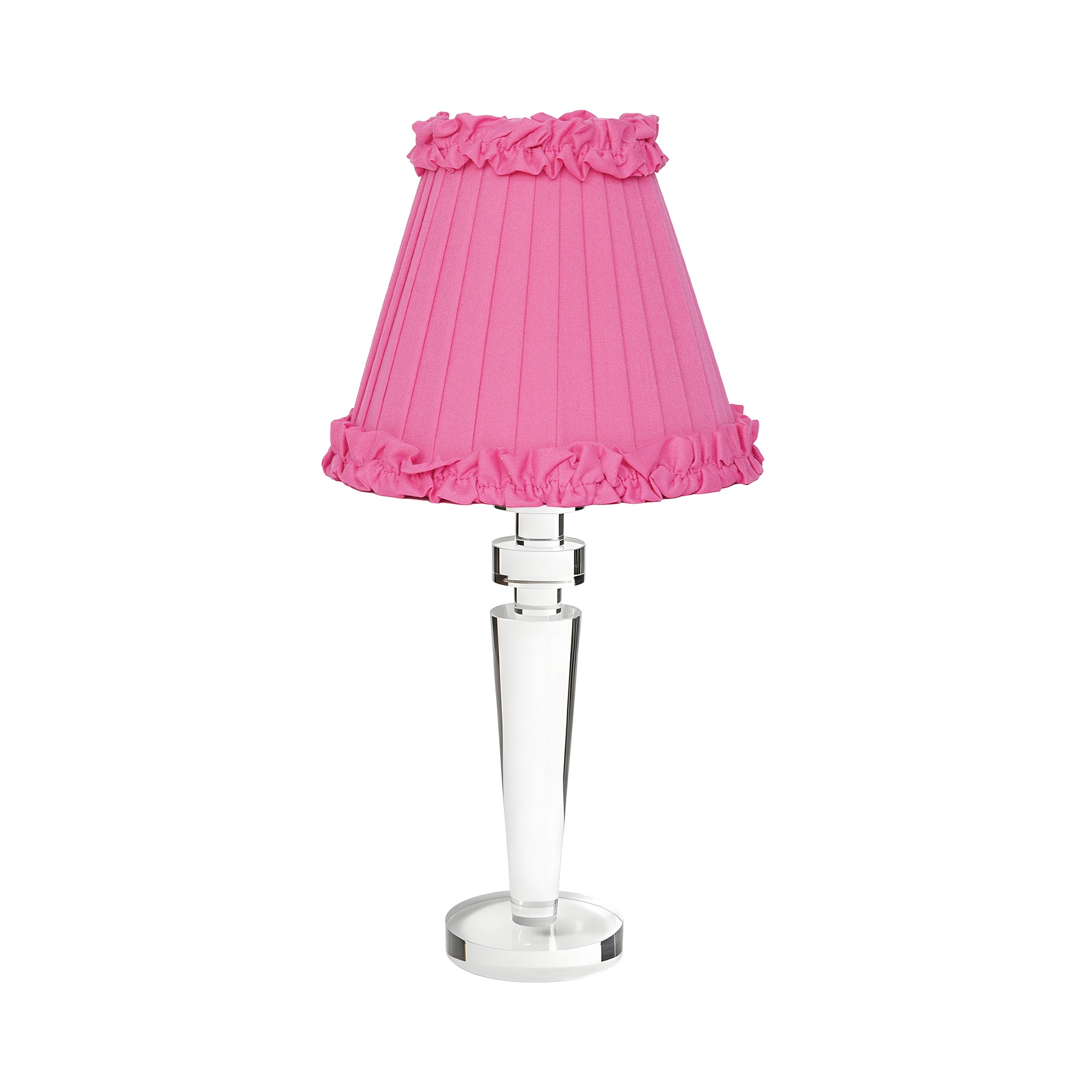 ARTHUR RECHARGEABLE LAMP WITH FUCHSIA FRILLED FABRIC LAMPSHADE