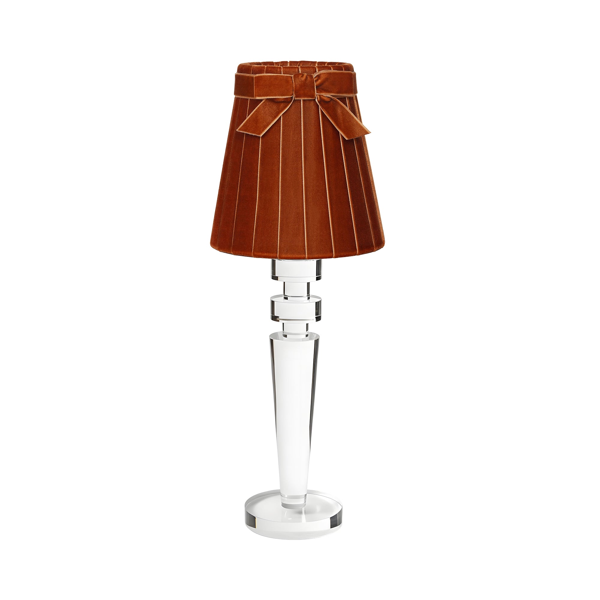 ARTHUR RECHARGEABLE LAMP WITH BURNT ORANGE VELVET LAMPSHADE (14CM)