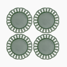 Dark Olive Dinner Lace Plates Set for 4