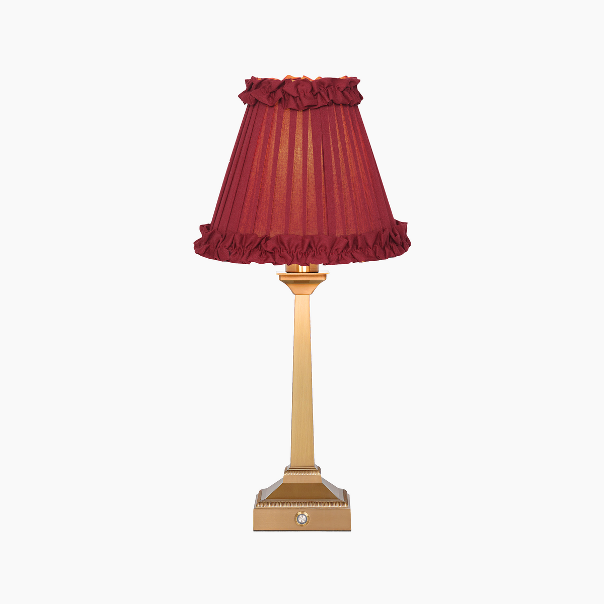 EIFFEL Rechargeable Lamp with Red Wine Frilled Fabric Lampshade