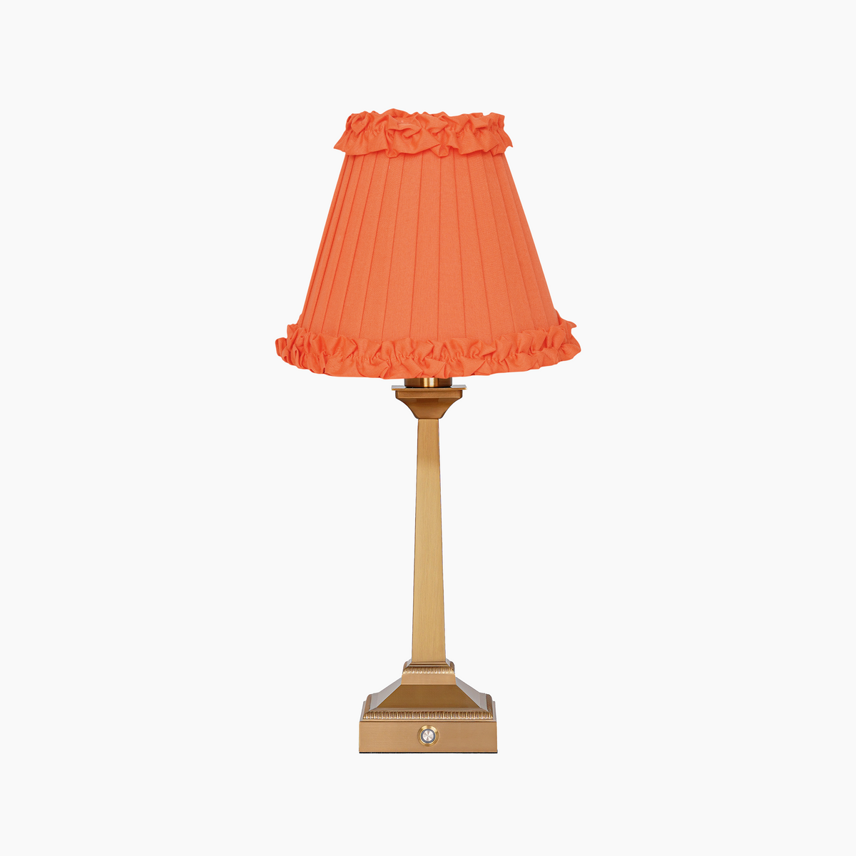 EIFFEL Rechargeable Lamp with Vermilion Frilled Fabric Lampshade