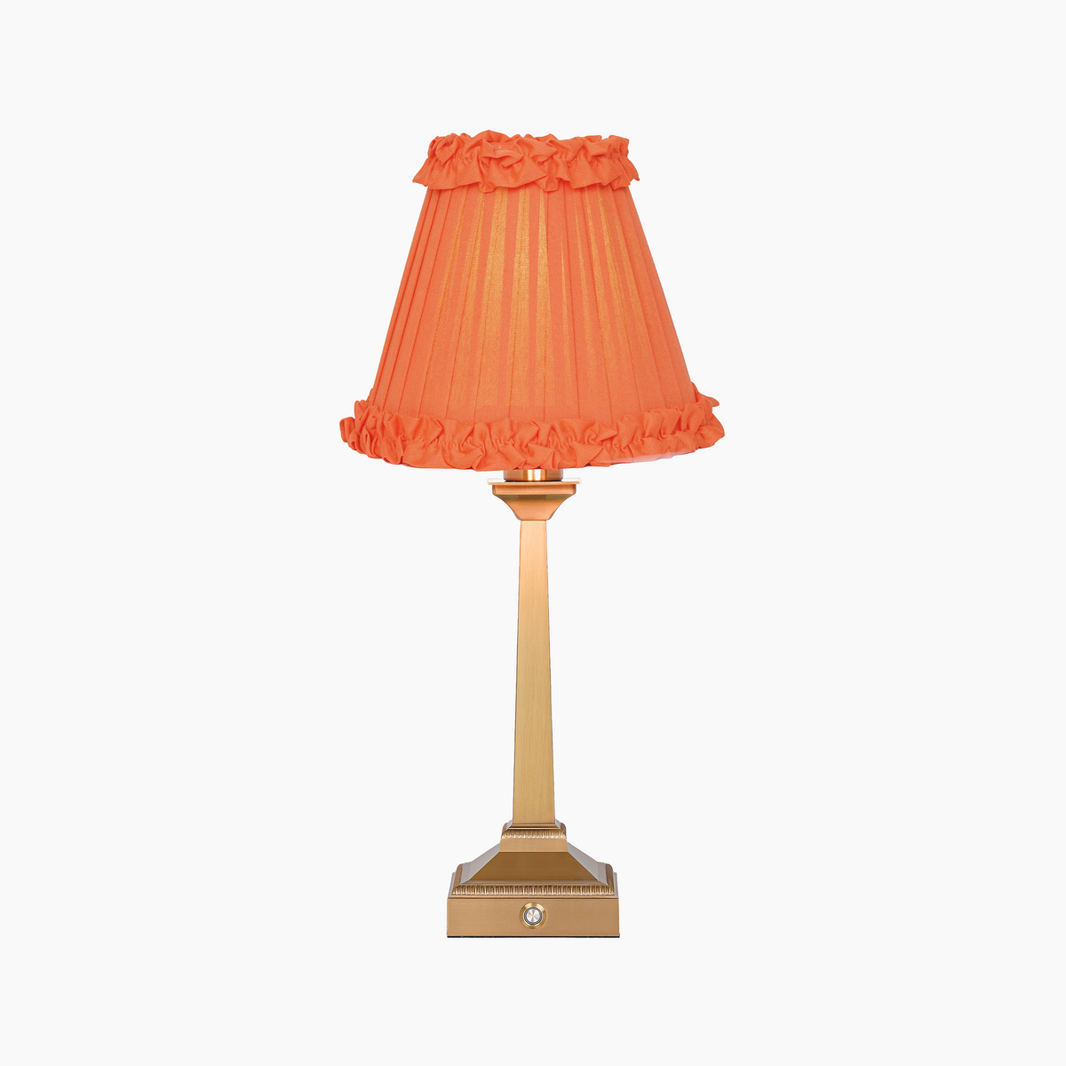 EIFFEL Rechargeable Lamp with Vermilion Frilled Fabric Lampshade