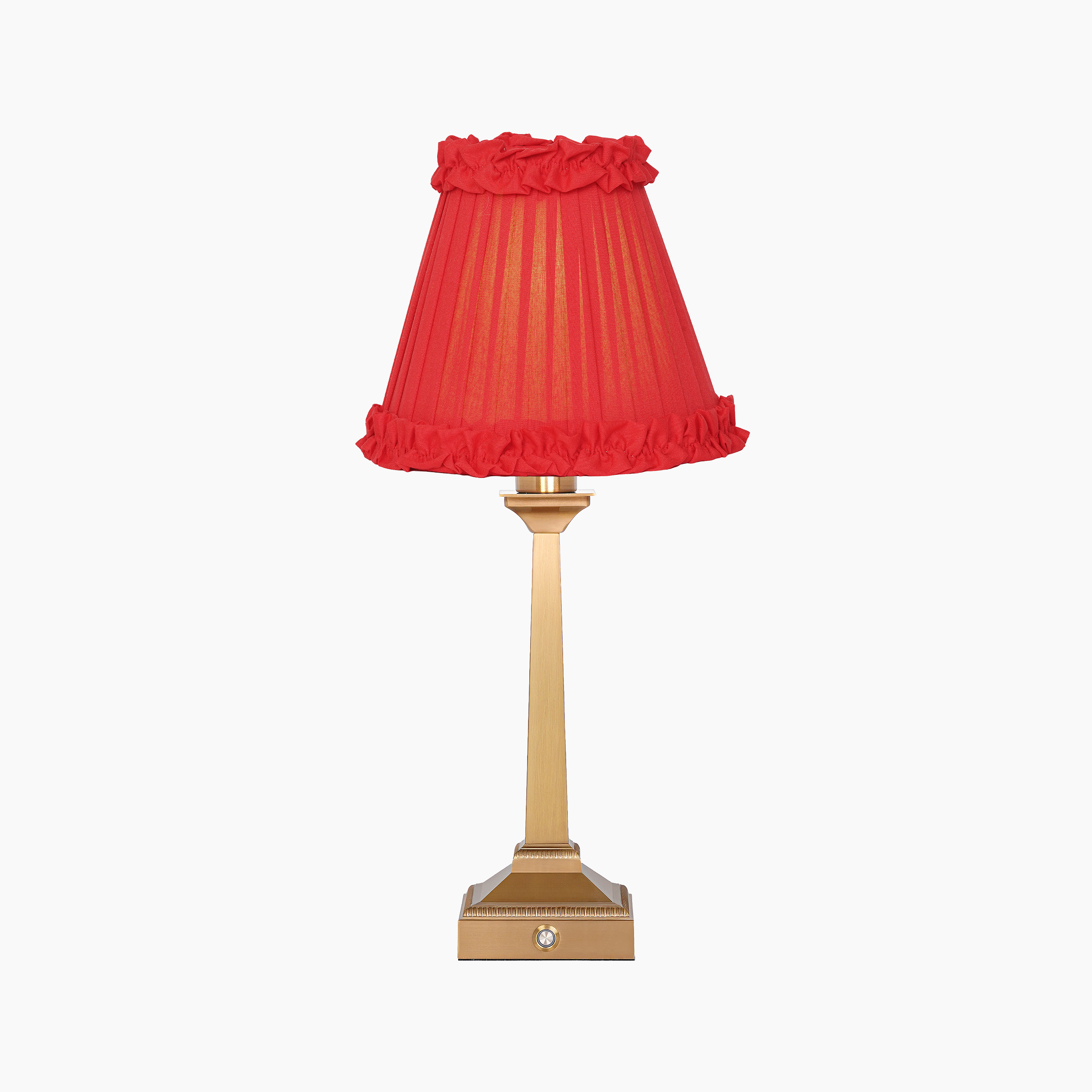 EIFFEL Rechargeable Lamp with Red Brick Frilled Fabric Lampshade