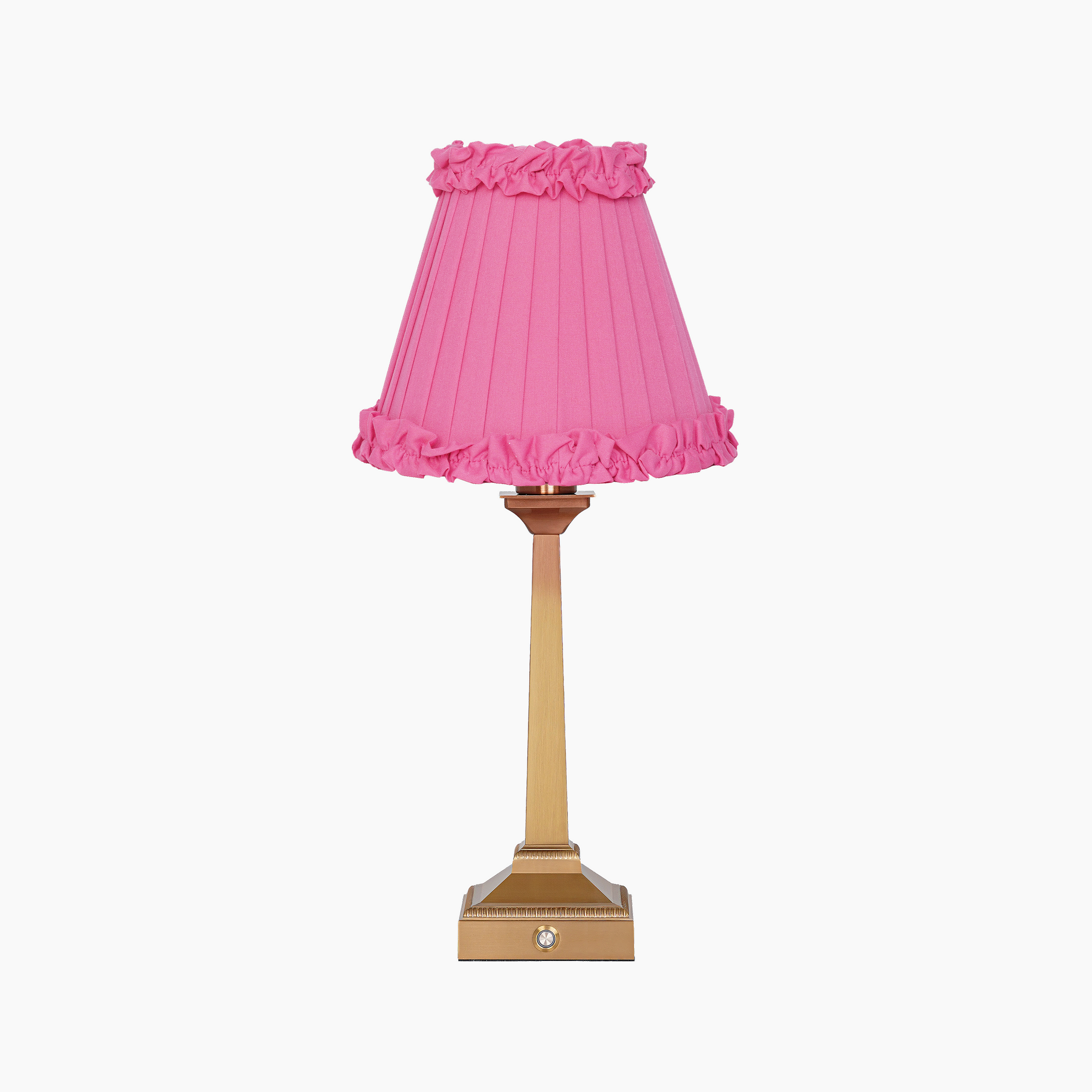 EIFFEL Rechargeable Lamp with Fuchsia Frilled Fabric Lampshade