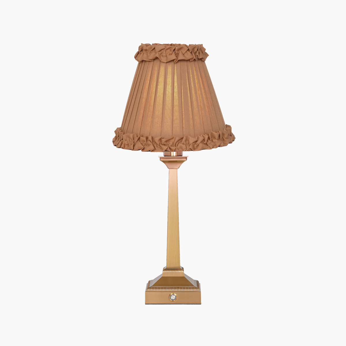 EIFFEL Rechargeable Lamp with Camel Frilled Fabric Lampshade