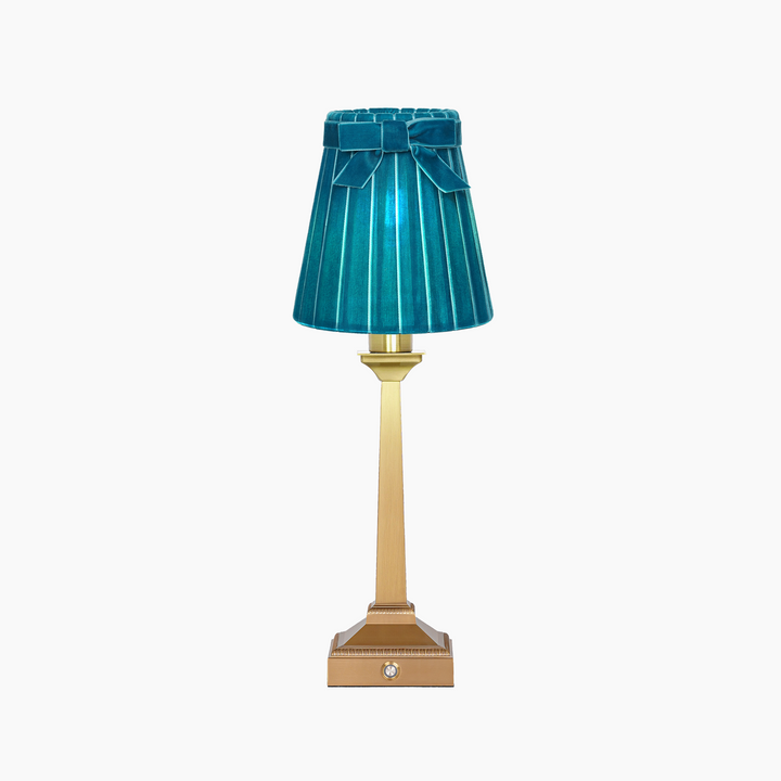 EIFFEL Rechargeable Lamp with 5.5" Teal Velvet Lampshade