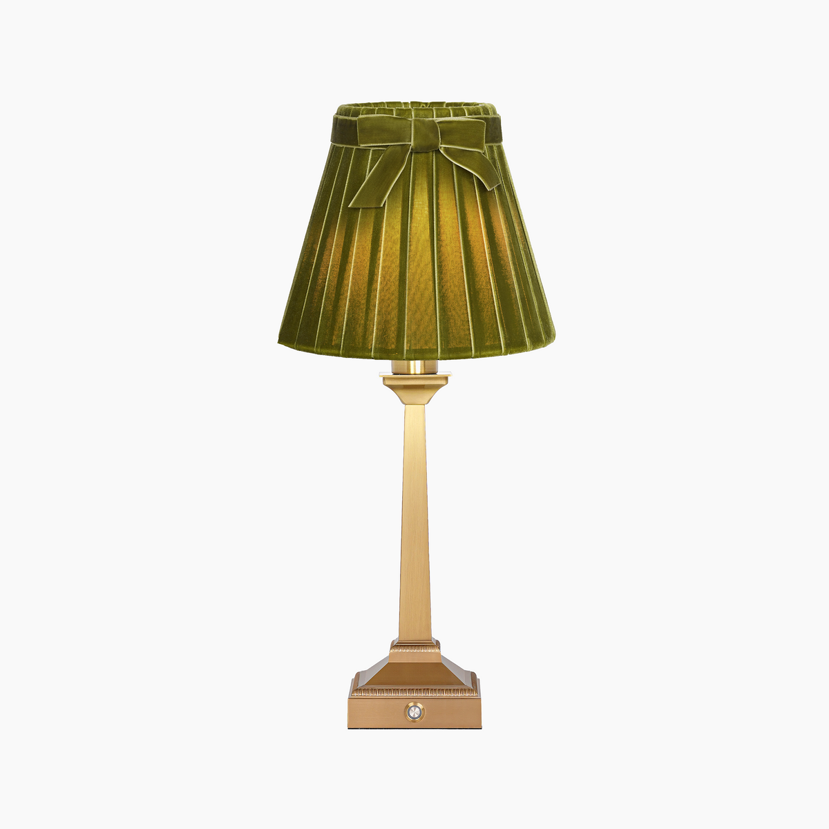 EIFFEL Rechargeable Lamp with 7.1" Olive Green Velvet Lampshade