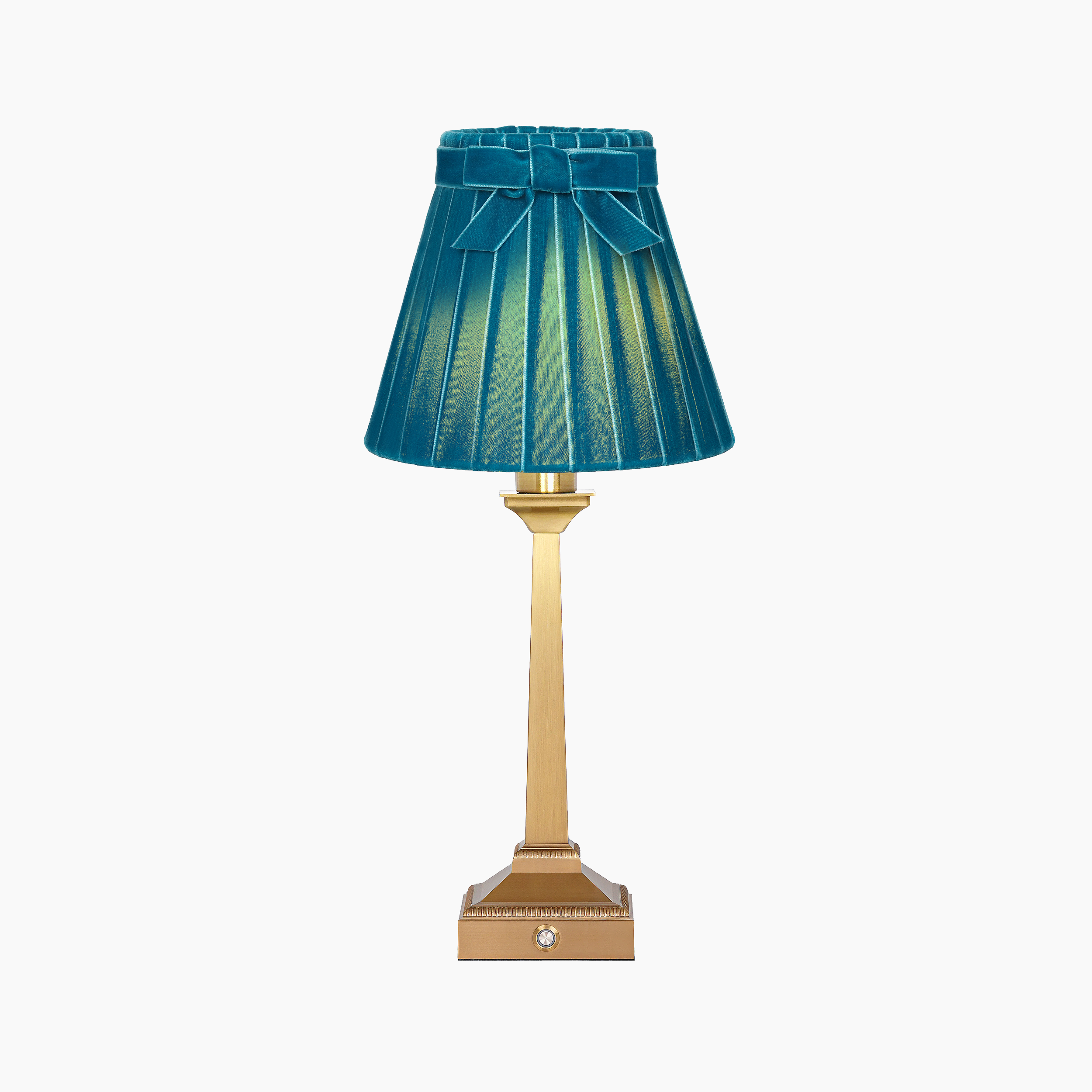 EIFFEL Rechargeable Lamp with 7.1" Teal Velvet Lampshade