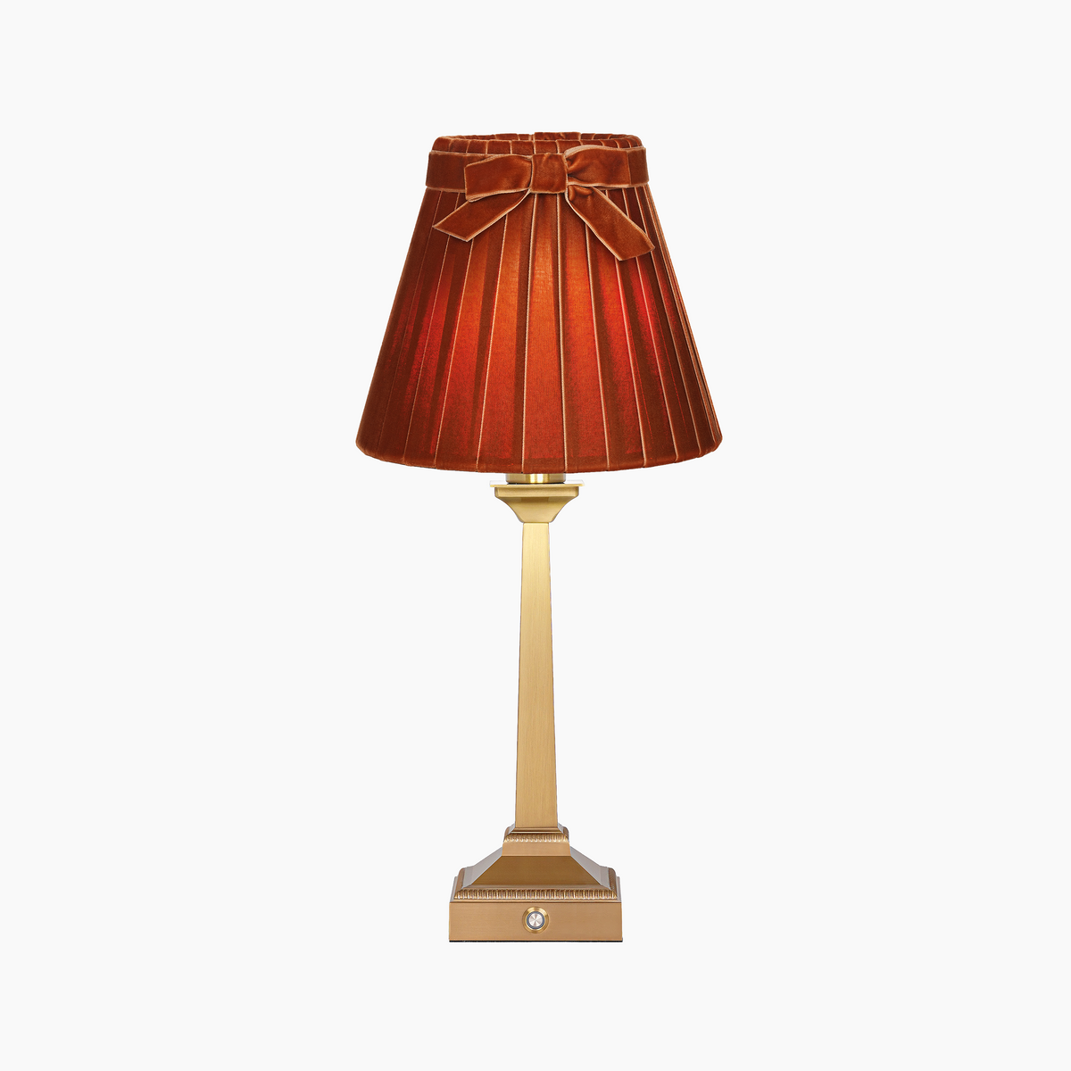 EIFFEL Rechargeable Lamp with 7.1" Burnt Orange Velvet Lampshade