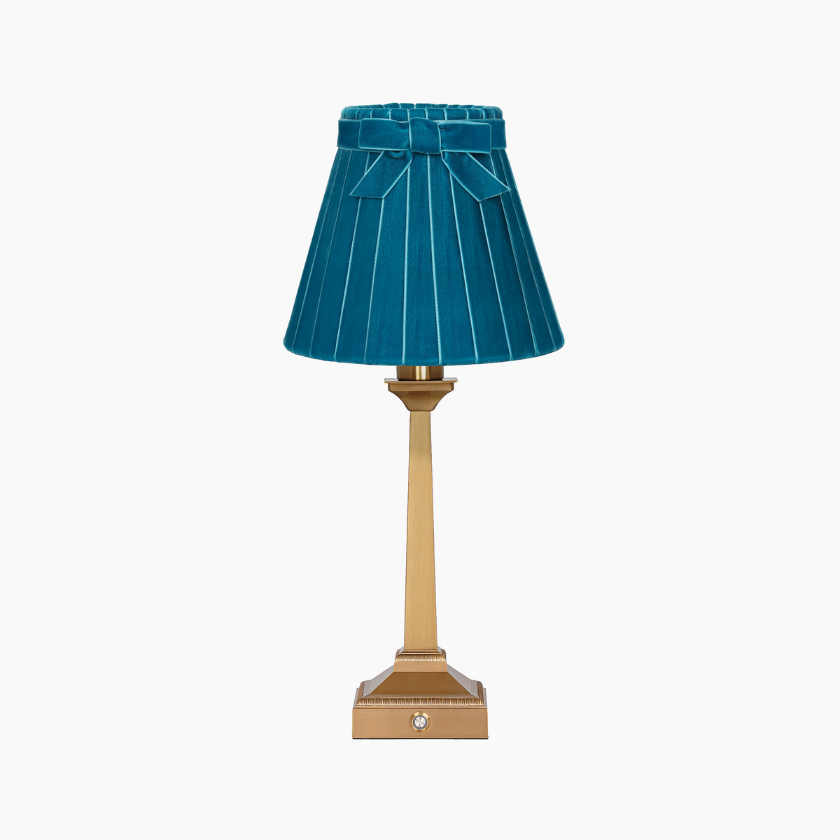 EIFFEL Rechargeable Lamp with 7.1" Teal Velvet Lampshade