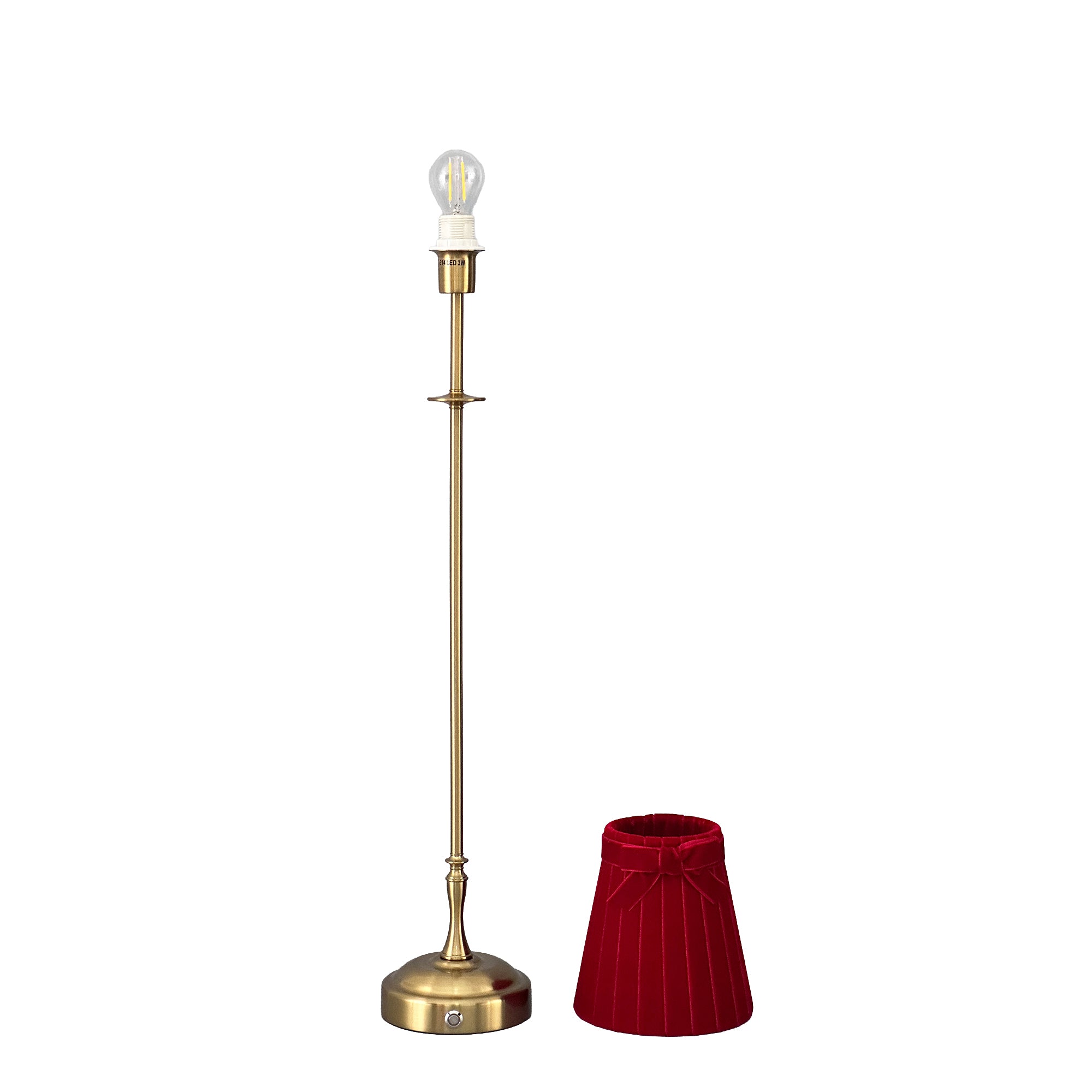 METALL Rechargeable Lamp With 5.5" Olive Green Velvet Lampshade