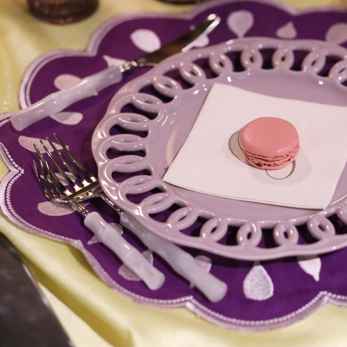 Violet Ceramic Salad Plates Set for 4