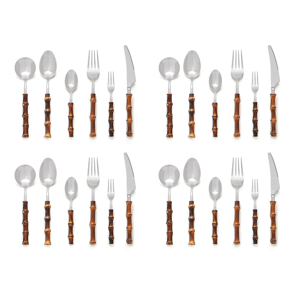 Burnt Bamboo Flatware Set for 4
