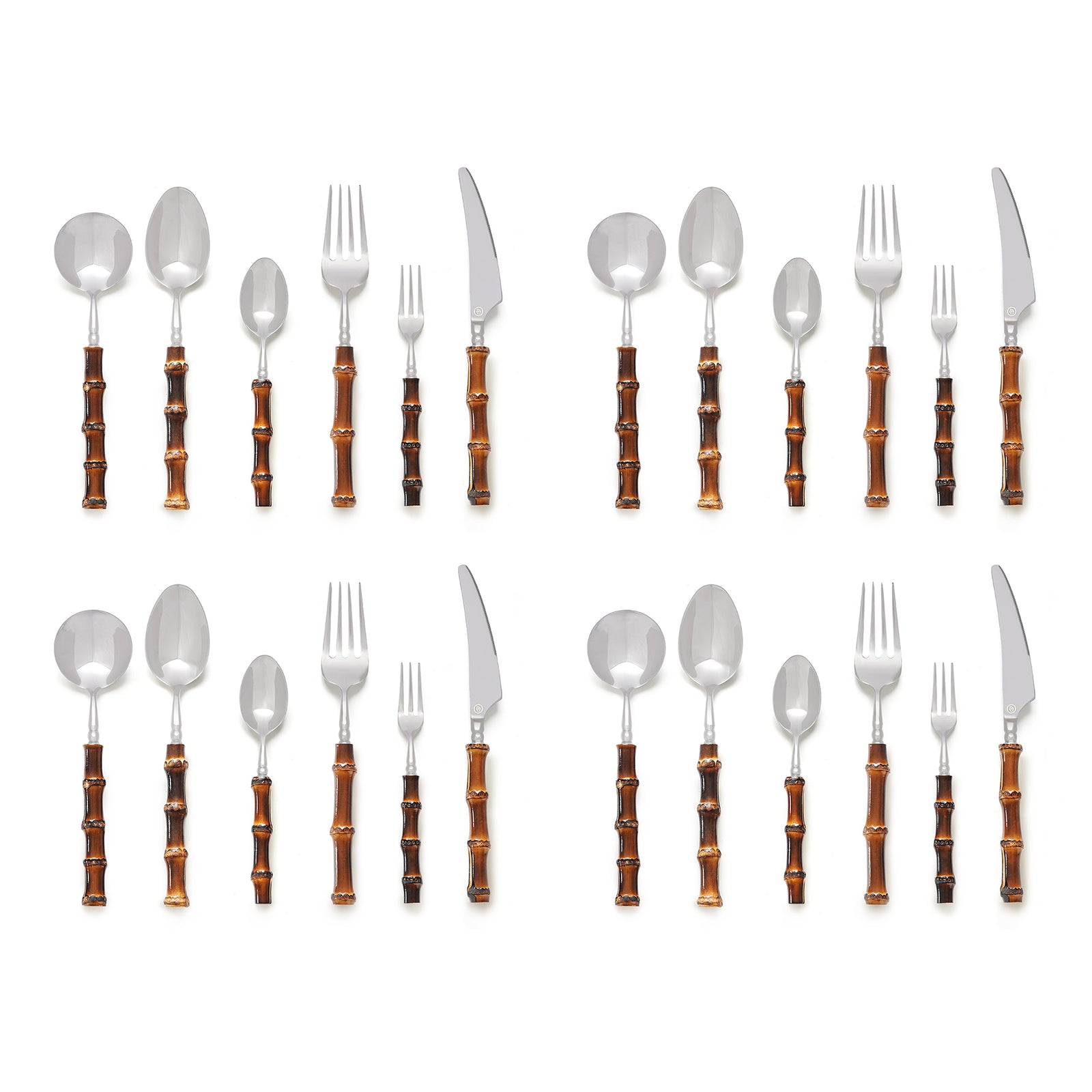 Burnt Bamboo Flatware Set for 4