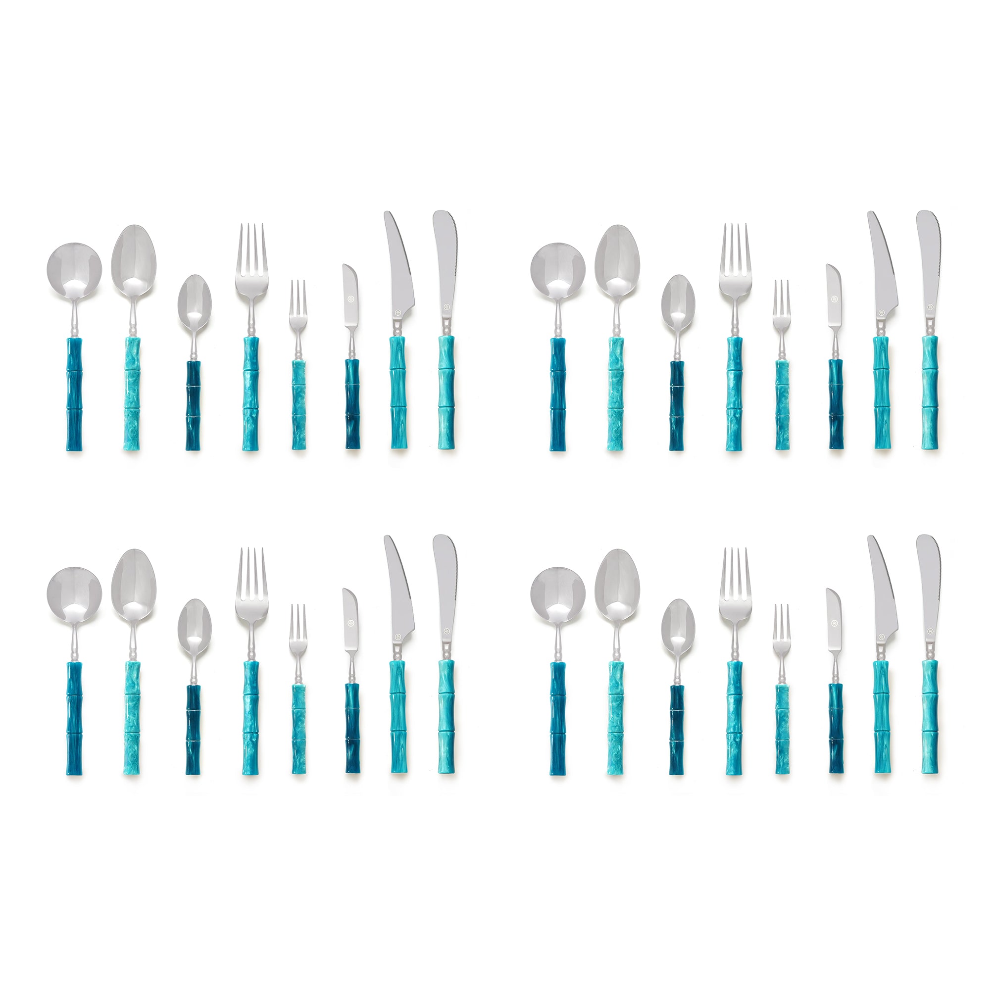 Blue Marble Flatware Set for 4
