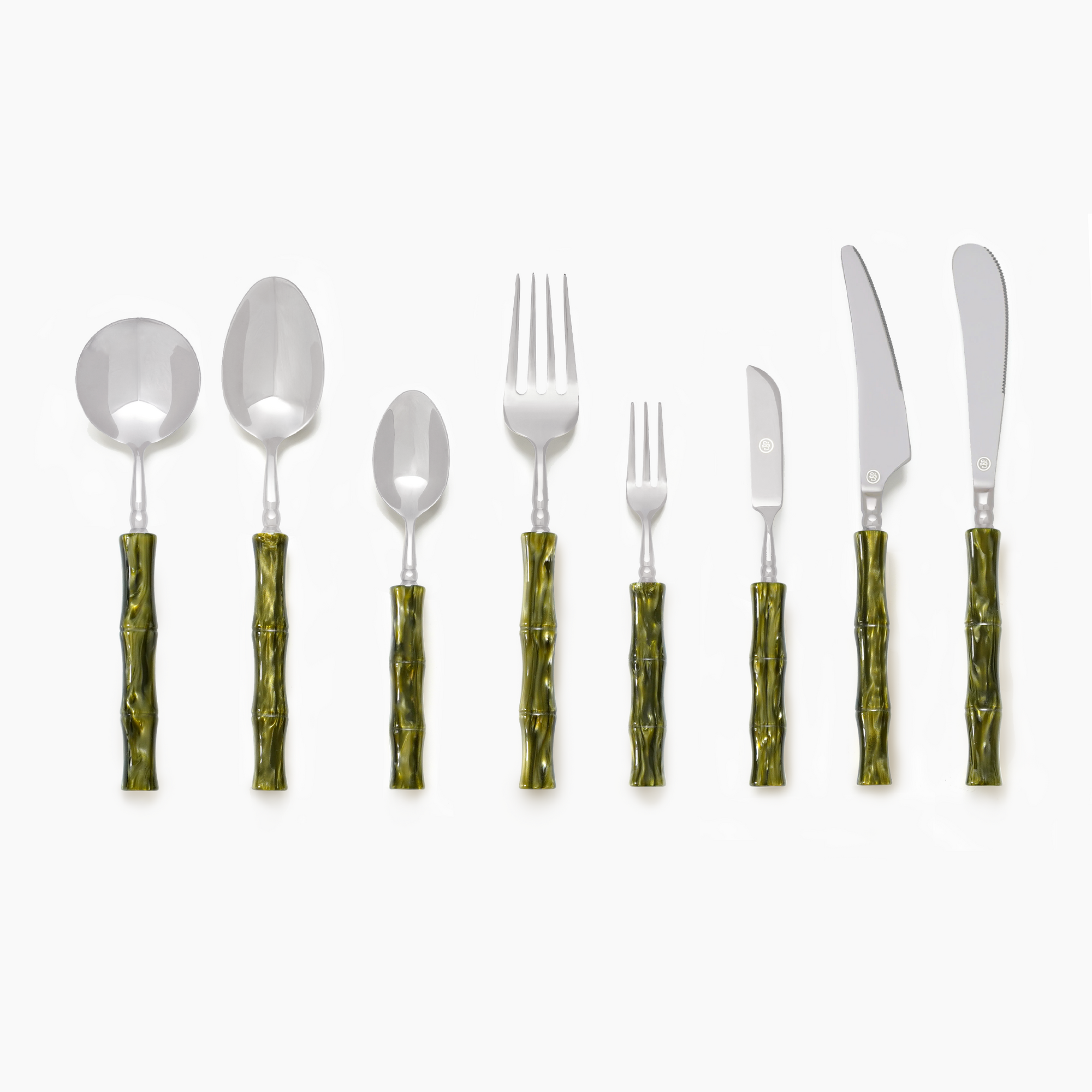 Green Marble Flatware Set for 4