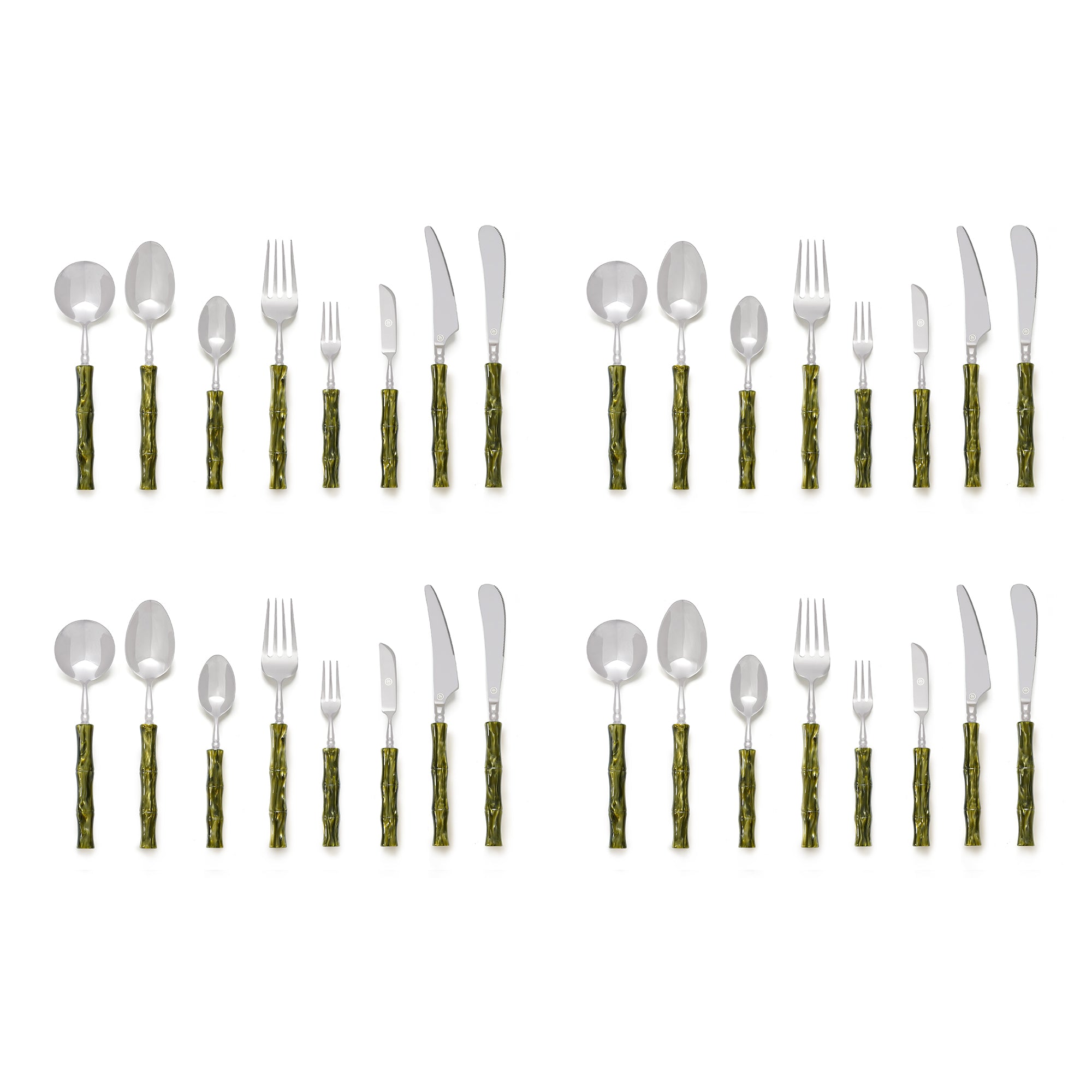 Green Marble Flatware Set for 4