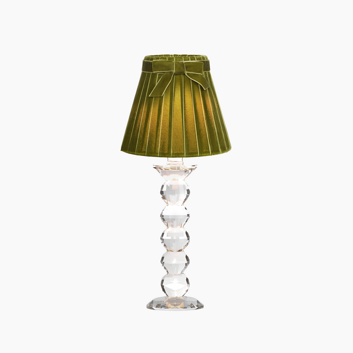 LANCELOT Rechargeable Lamp with 7.1" Olive Green Lampshade