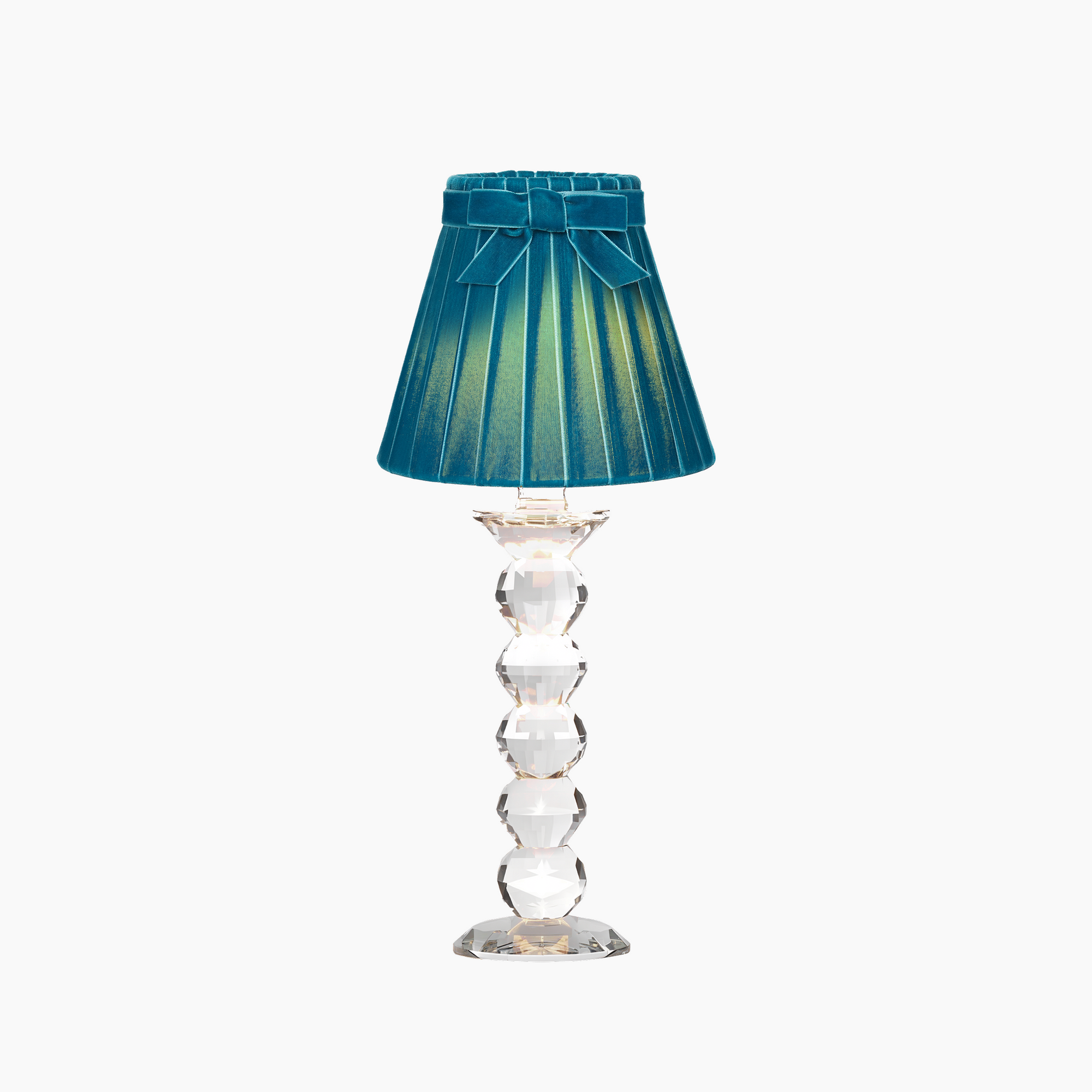 LANCELOT Rechargeable Lamp with 7.1" Teal Velvet Lampshade