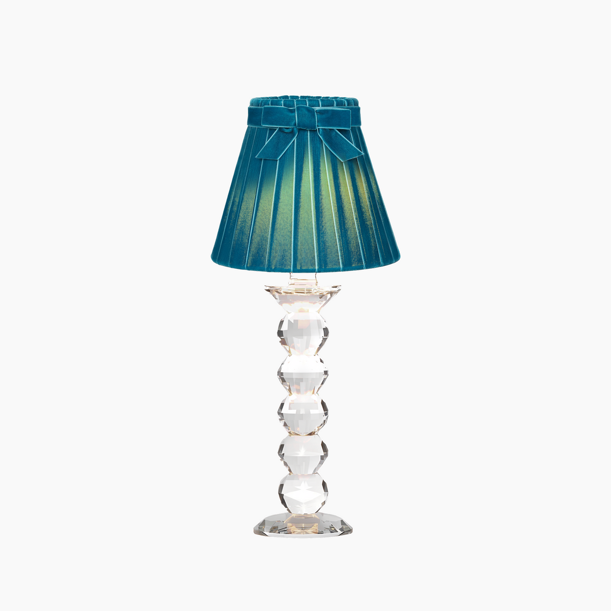 LANCELOT Rechargeable Lamp with 7.1" Teal Velvet Lampshade