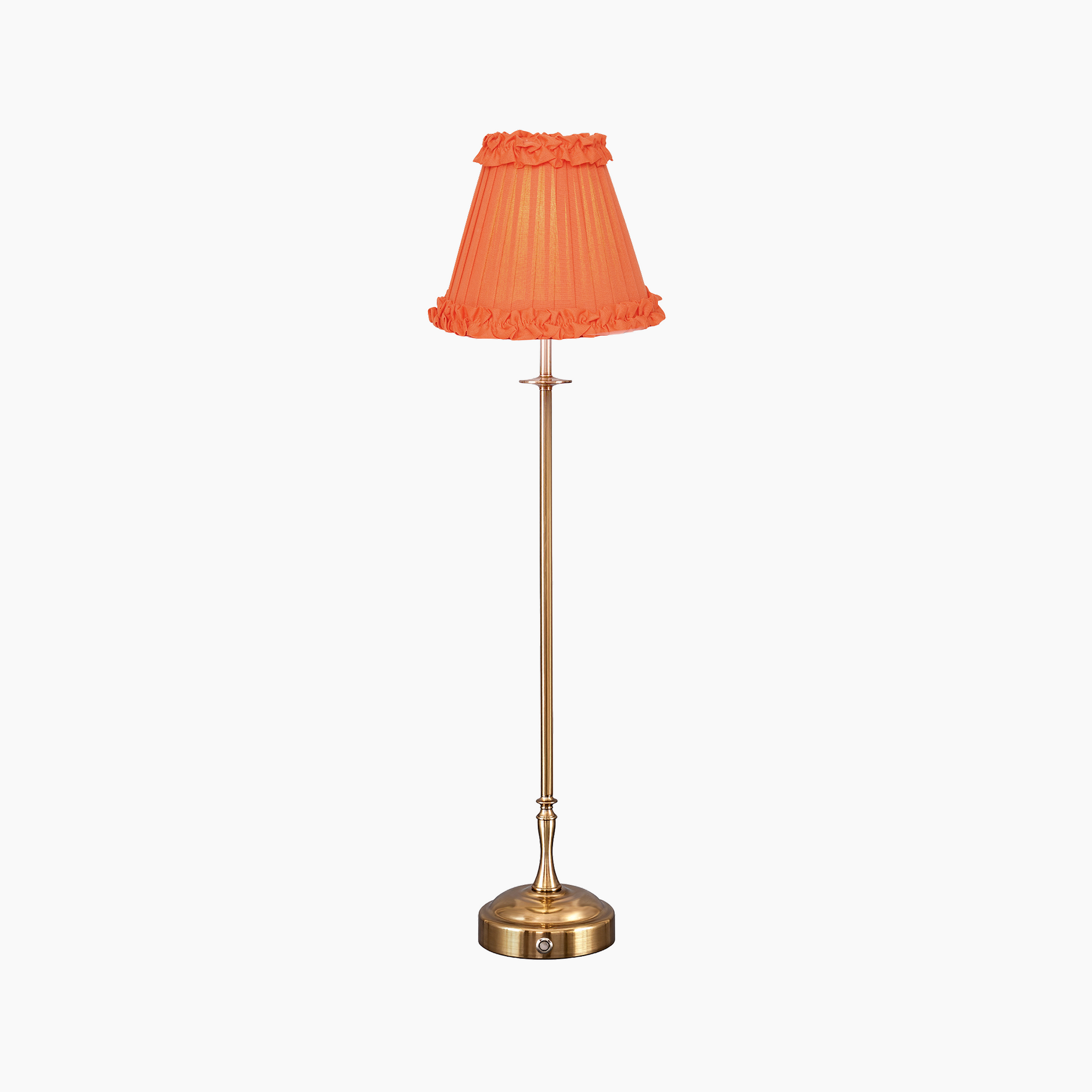 METALL Rechargeable Lamp With Vermilion Frilled Fabric Lampshade