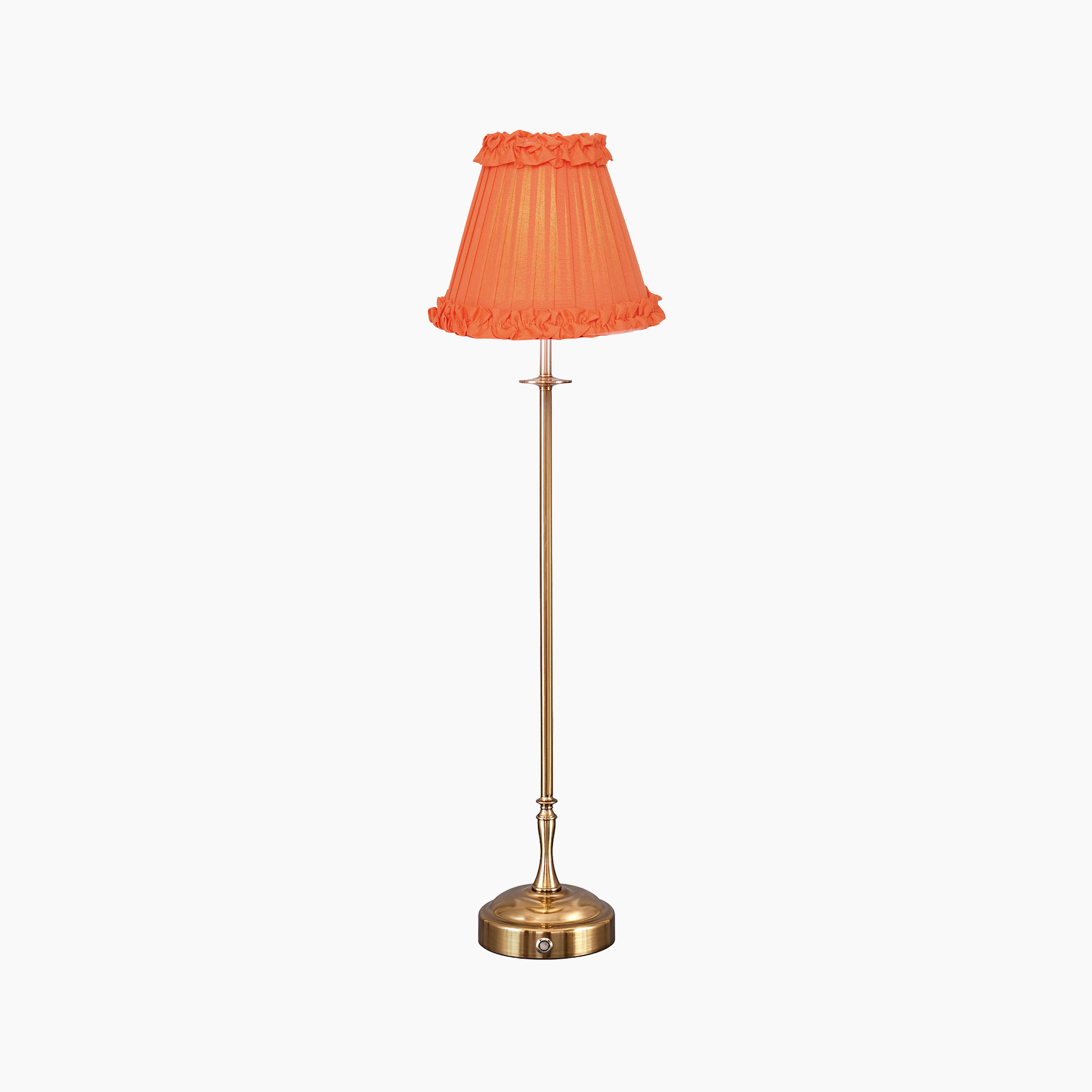 METALL Rechargeable Lamp With Vermilion Frilled Fabric Lampshade
