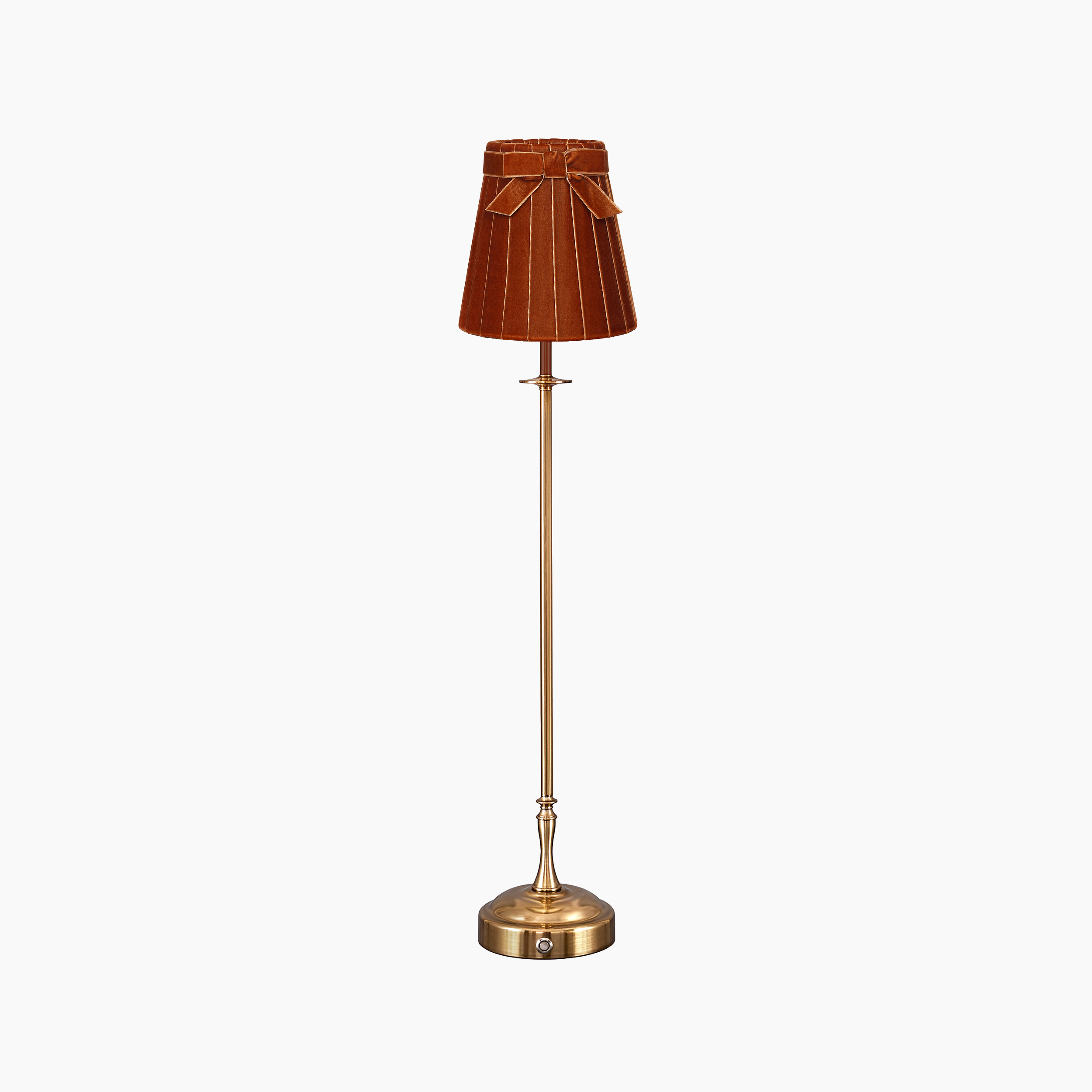 METALL Rechargeable Lamp With 5.5" Burnt Orange Velvet Lampshade