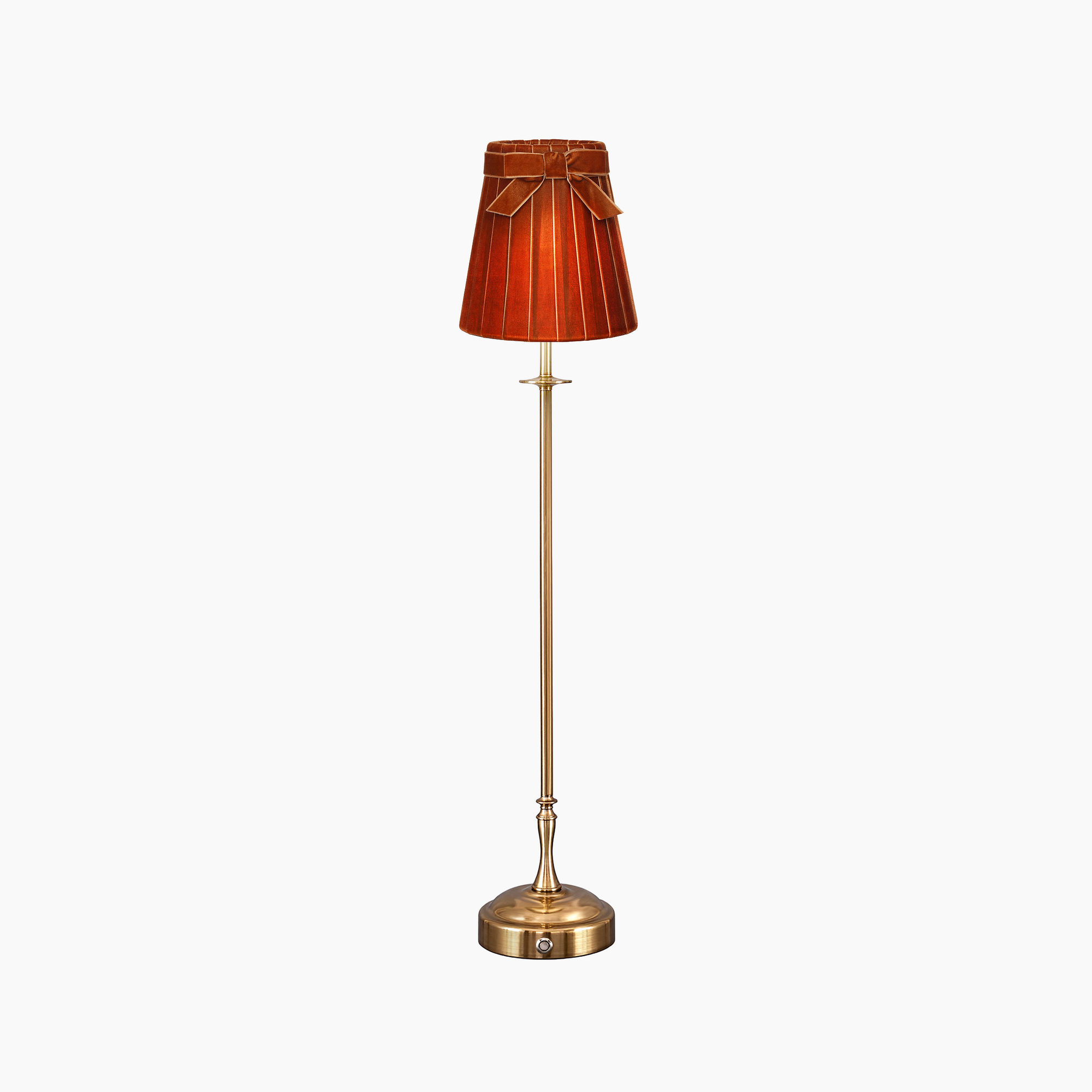 METALL Rechargeable Lamp With 5.5" Burnt Orange Velvet Lampshade