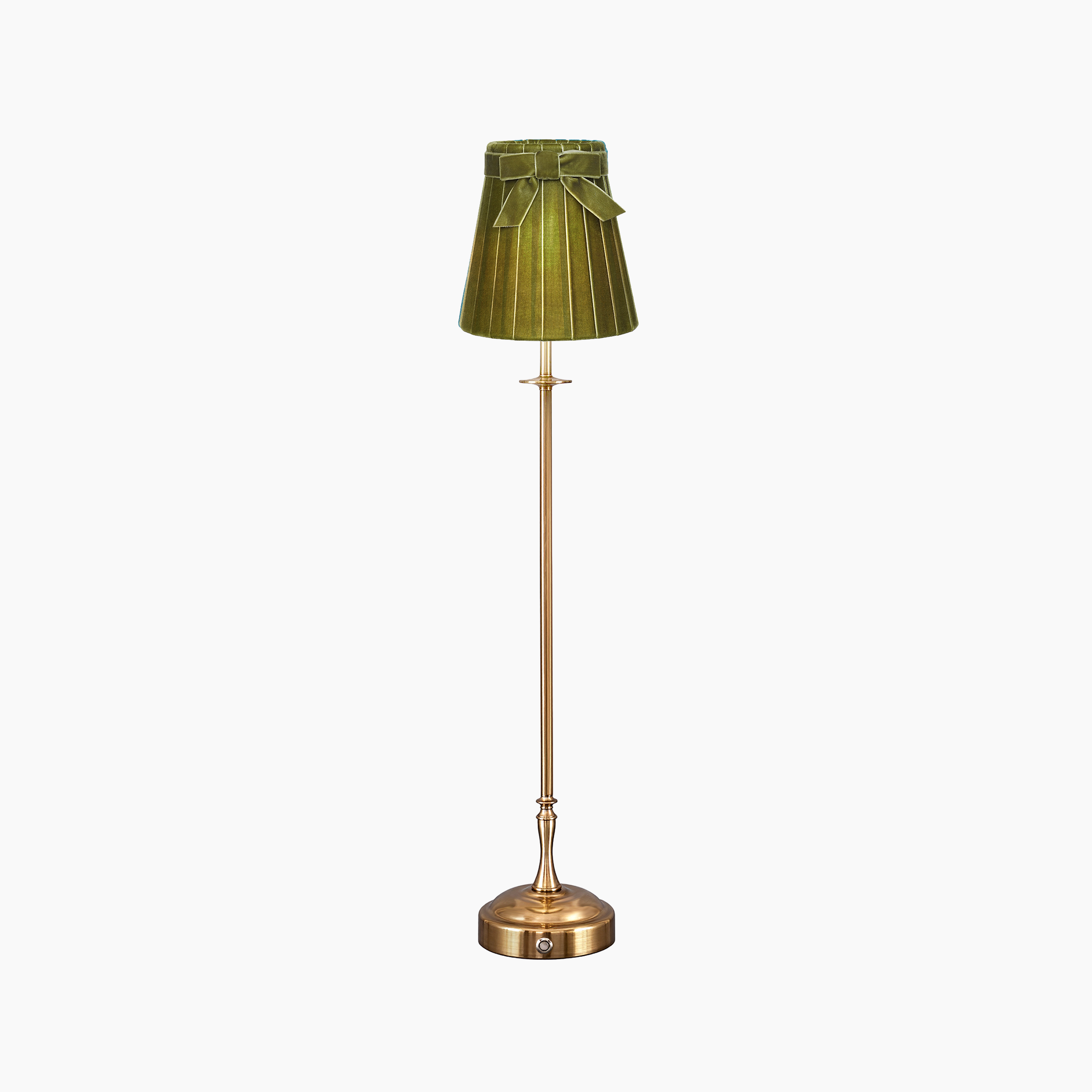 METALL Rechargeable Lamp With 5.5" Olive Green Velvet Lampshade