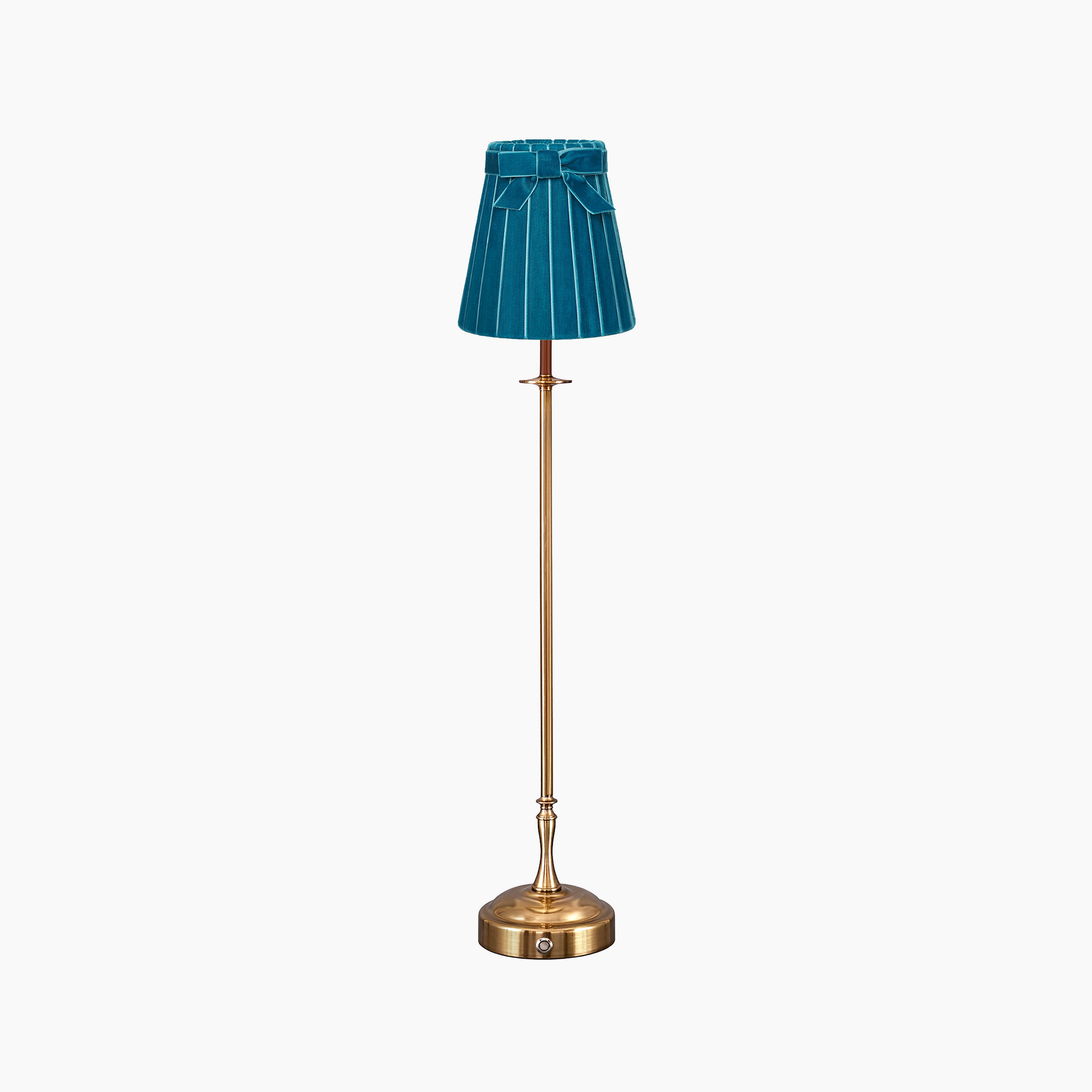 METALL Rechargeable Lamp With 5.5" Teal Velvet Lampshade