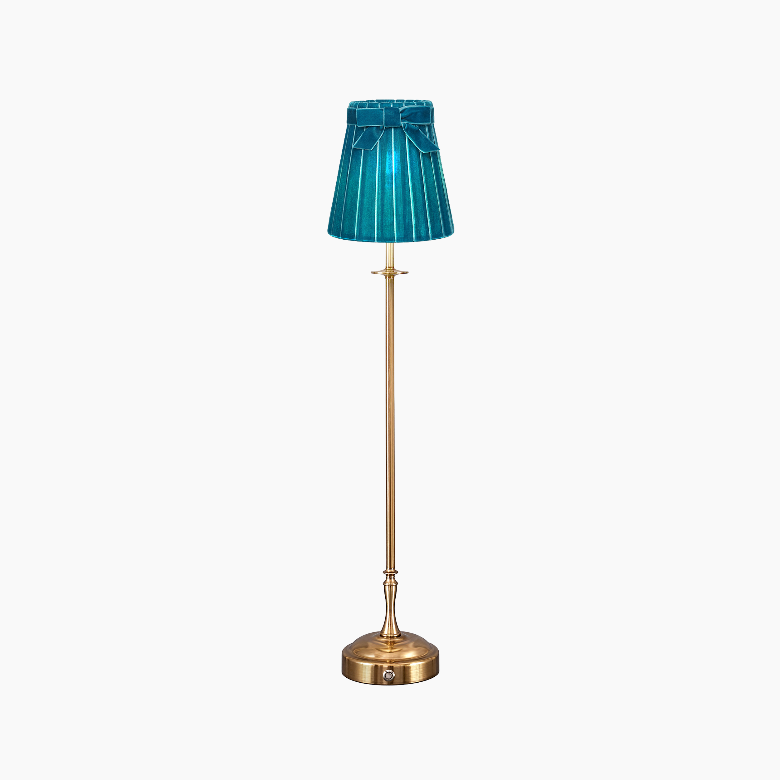 METALL Rechargeable Lamp With 5.5" Teal Velvet Lampshade