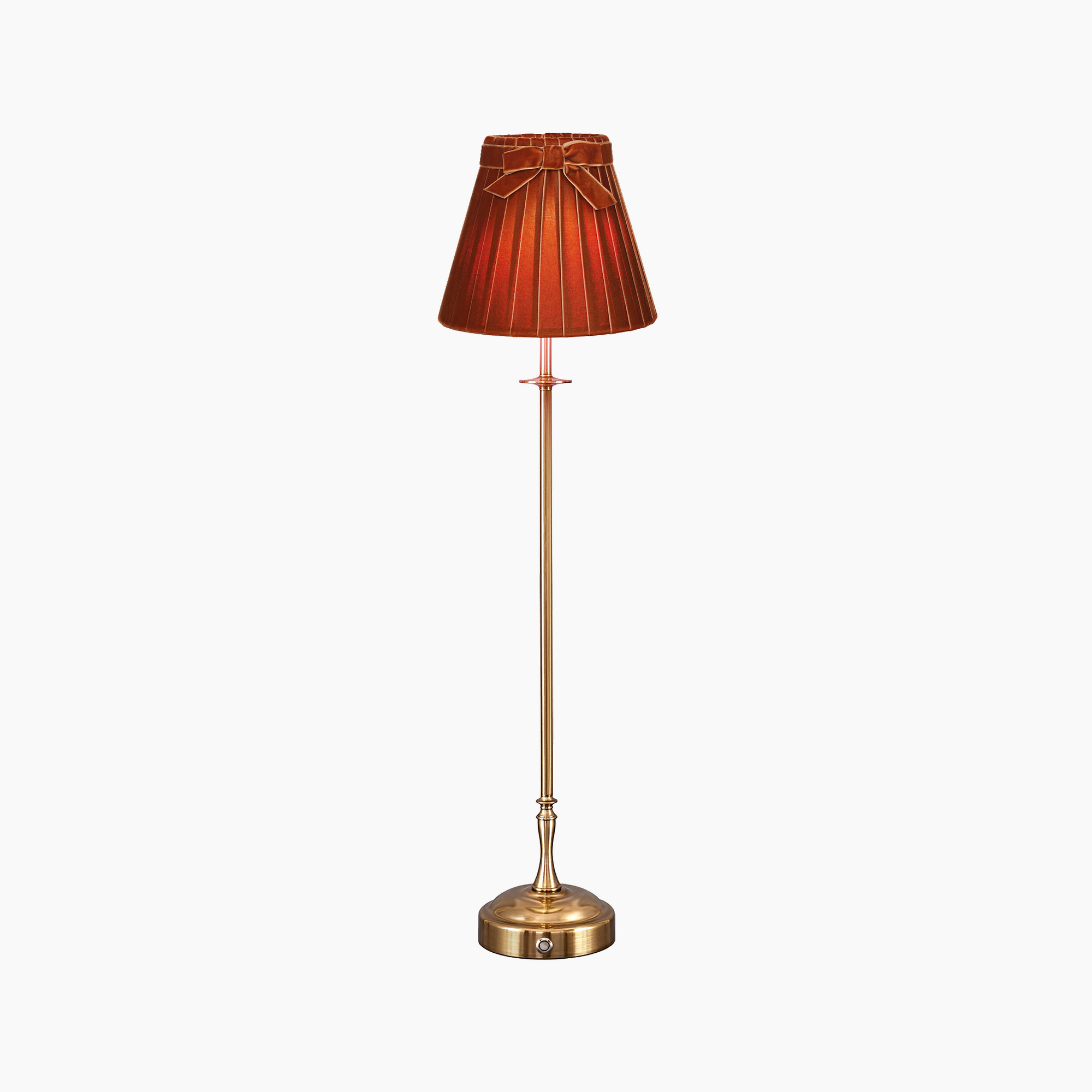METALL Rechargeable Lamp With 7.1" Burnt Orange Velvet Lampshade